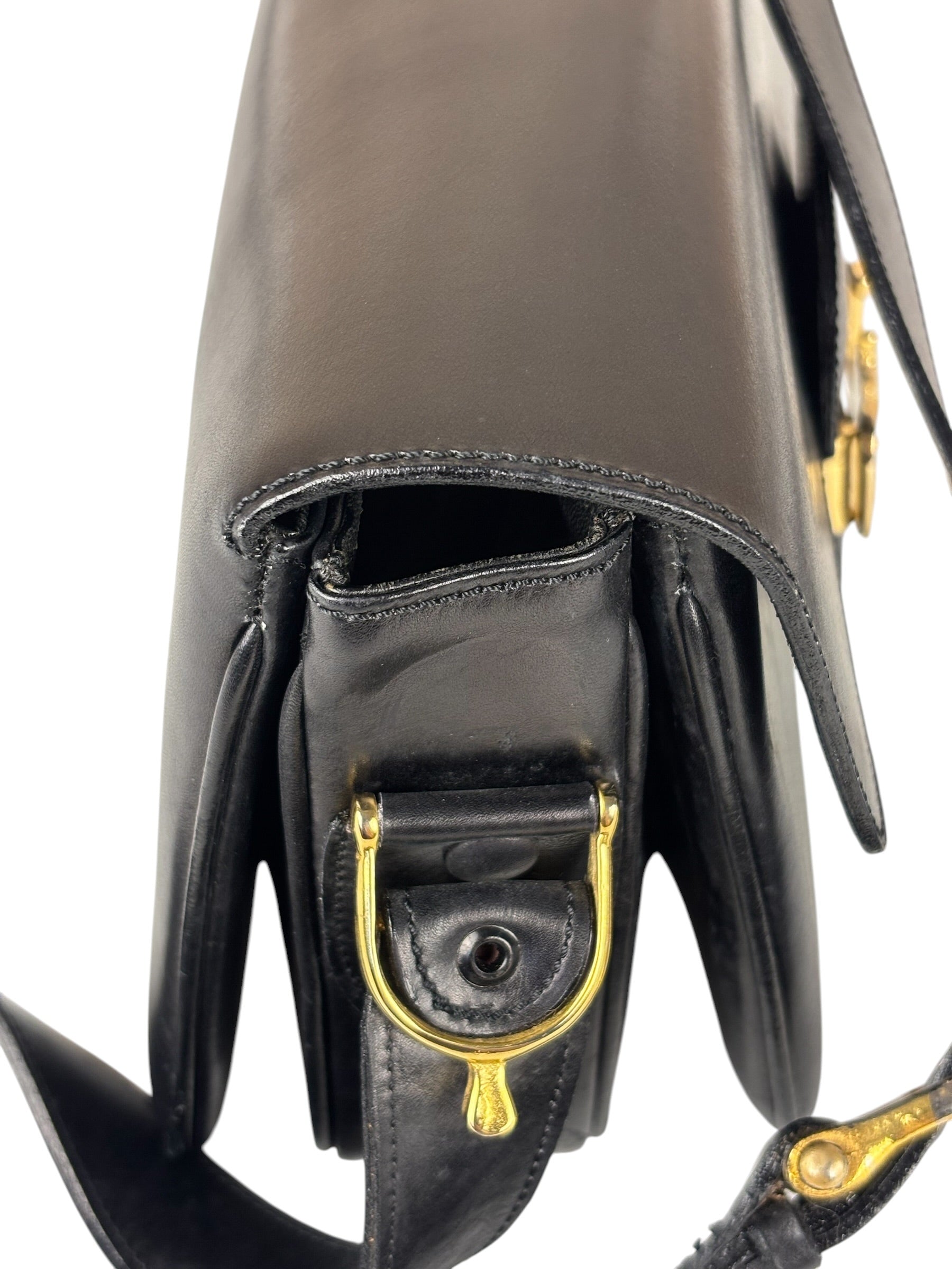 Celine Vintage Black Leather Shoulder Bag