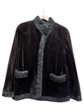 Vintage Black Persian Lamb Lapel Dark Brown Sheared Mink Coat