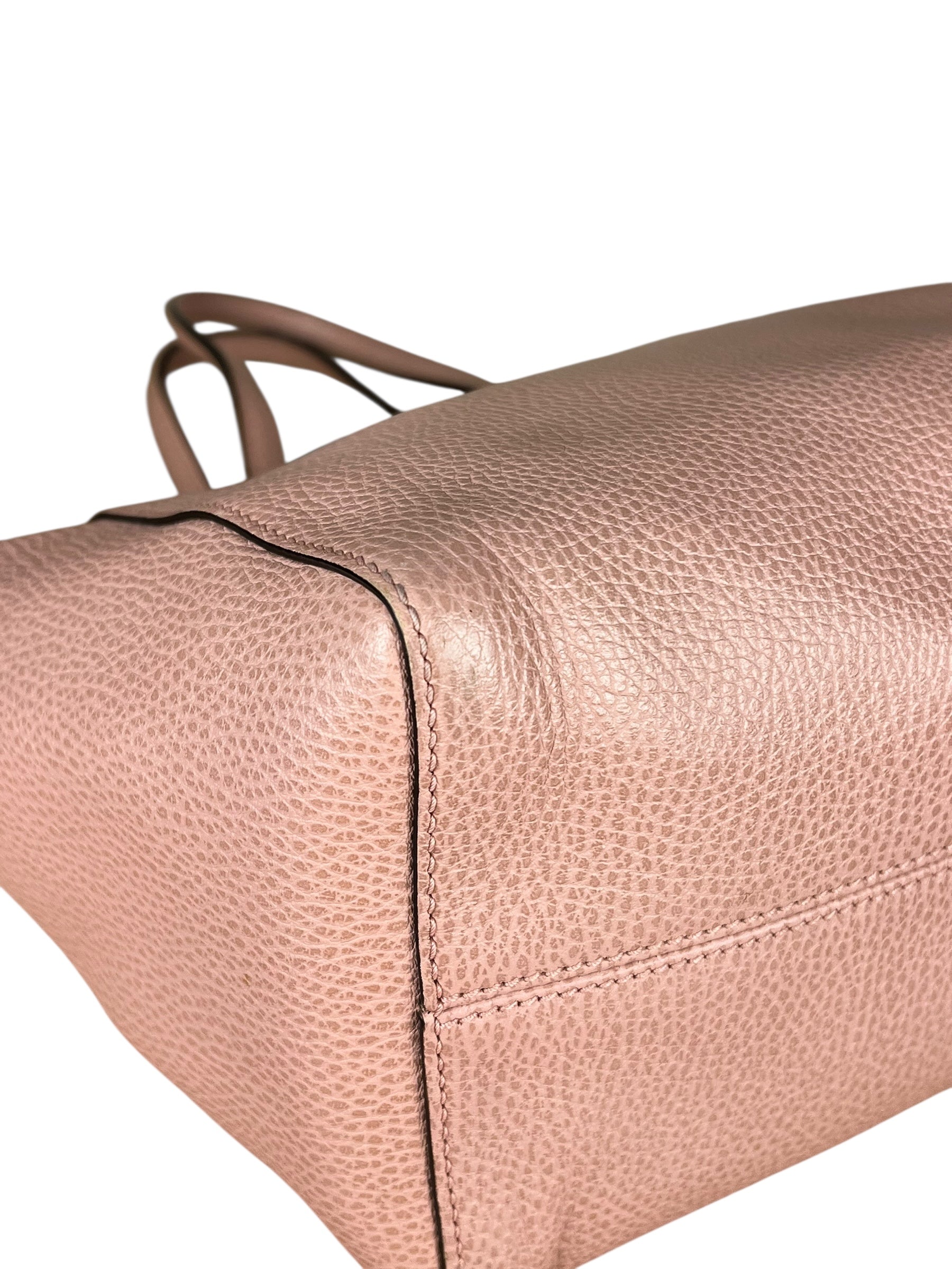 Gucci Pebbled Leather Swing Tote Pink