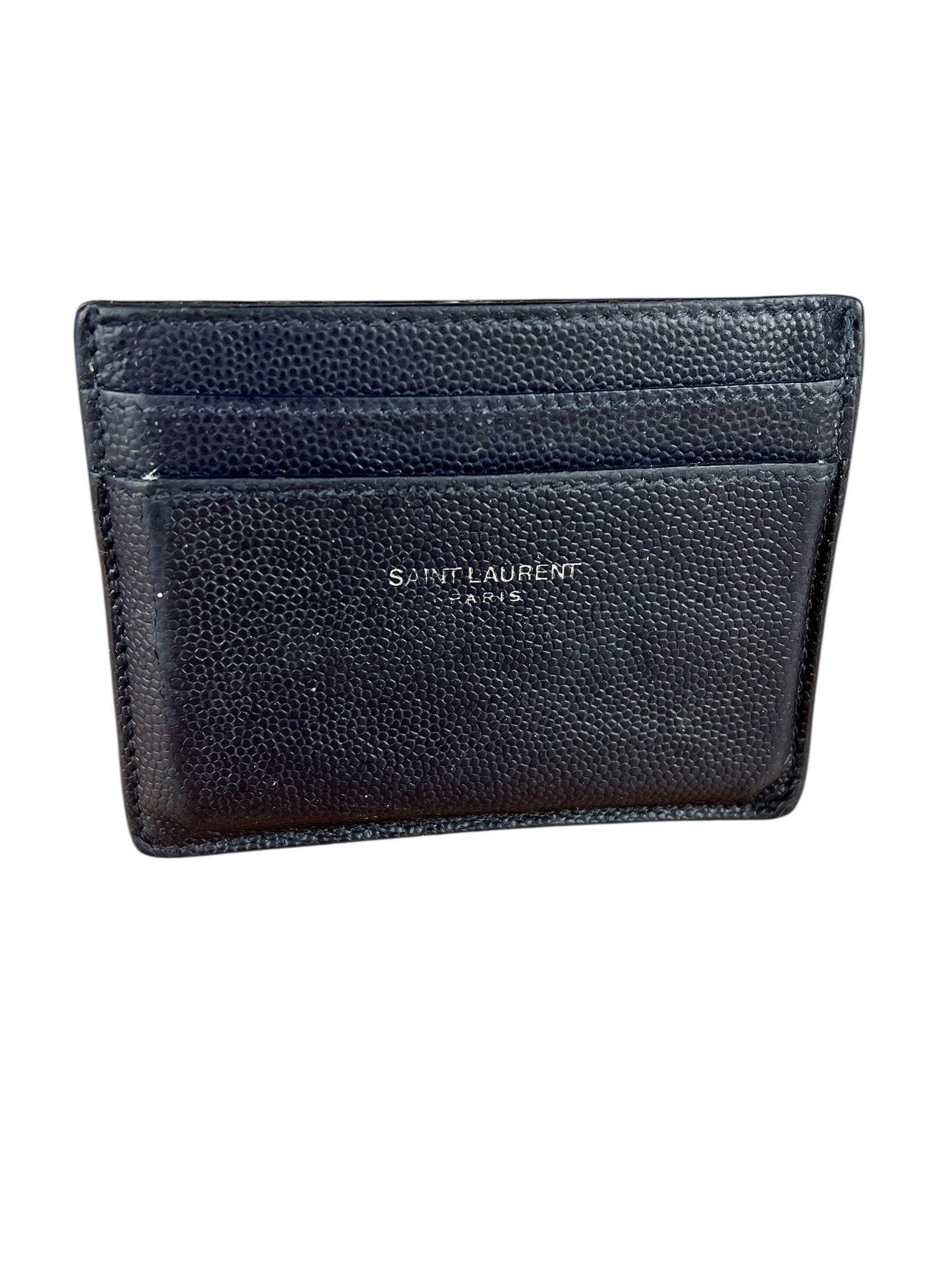 Yves Saint Laurent Leather Cardholder Navy Blue