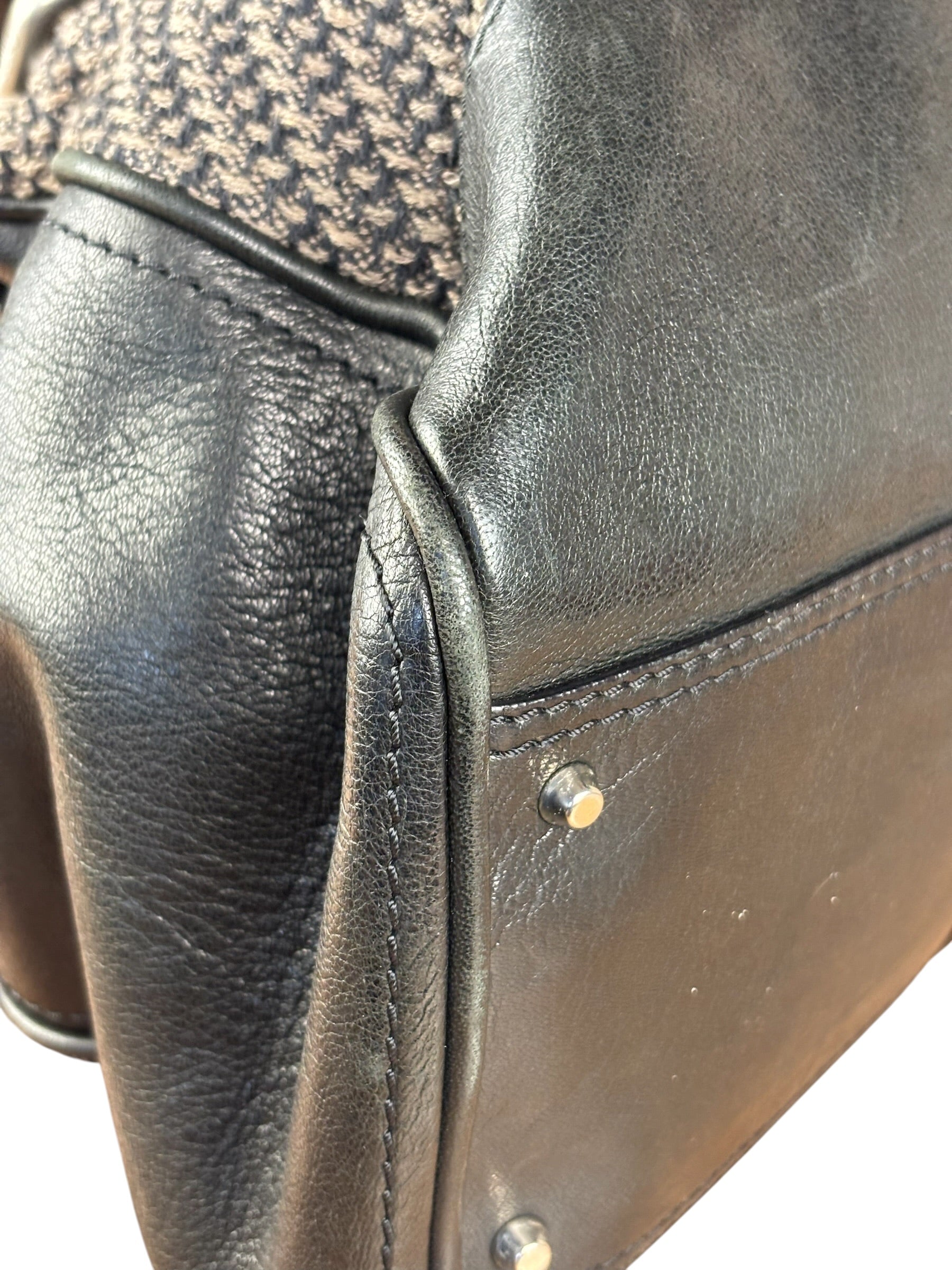 Chloe Black Tweed Leather Paddington Shoulder Bag