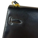 Hermes Black Mini Kelly 20 Box Calf 1991