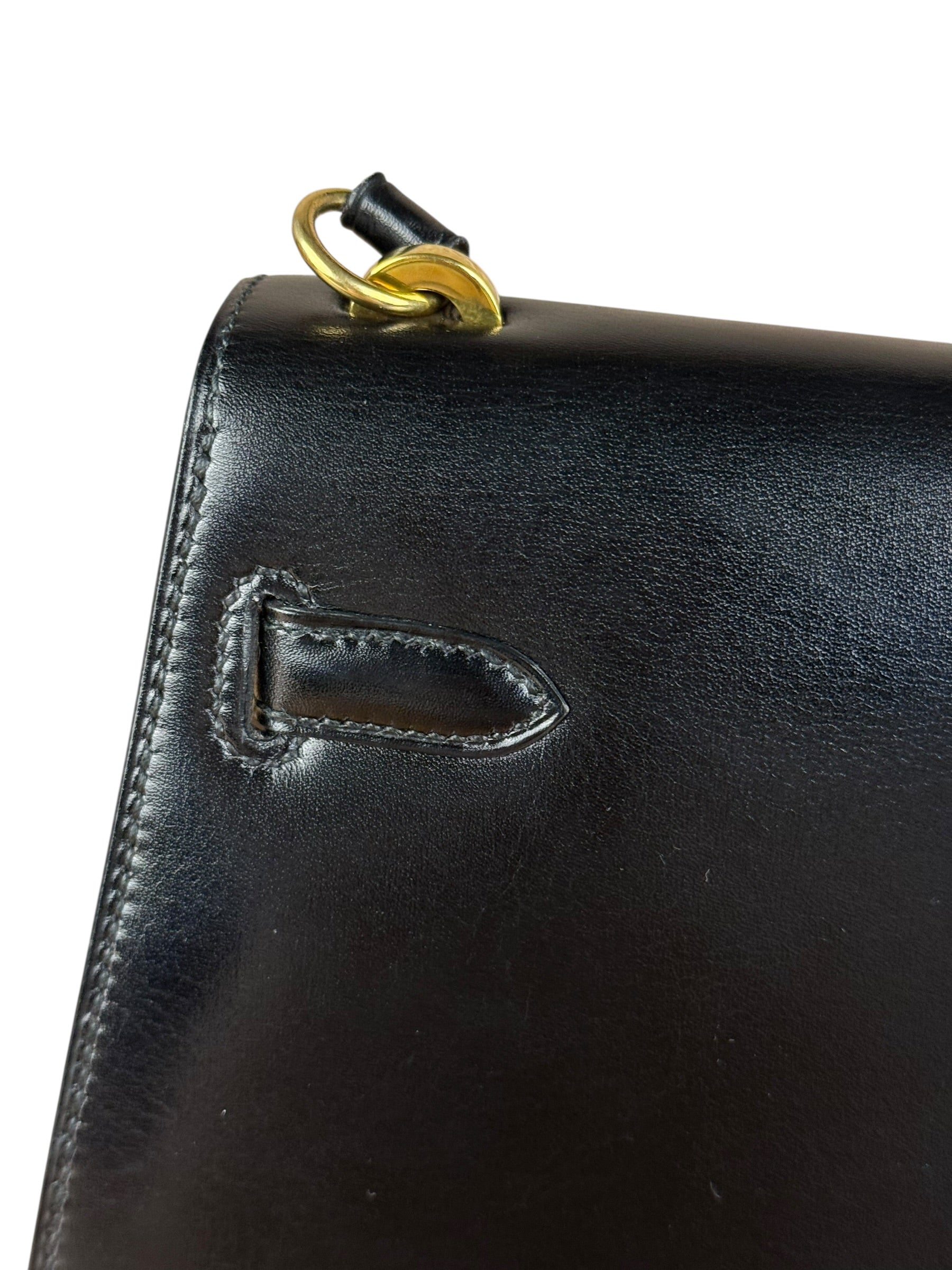 Hermes Black Mini Kelly 20 Box Calf 1991
