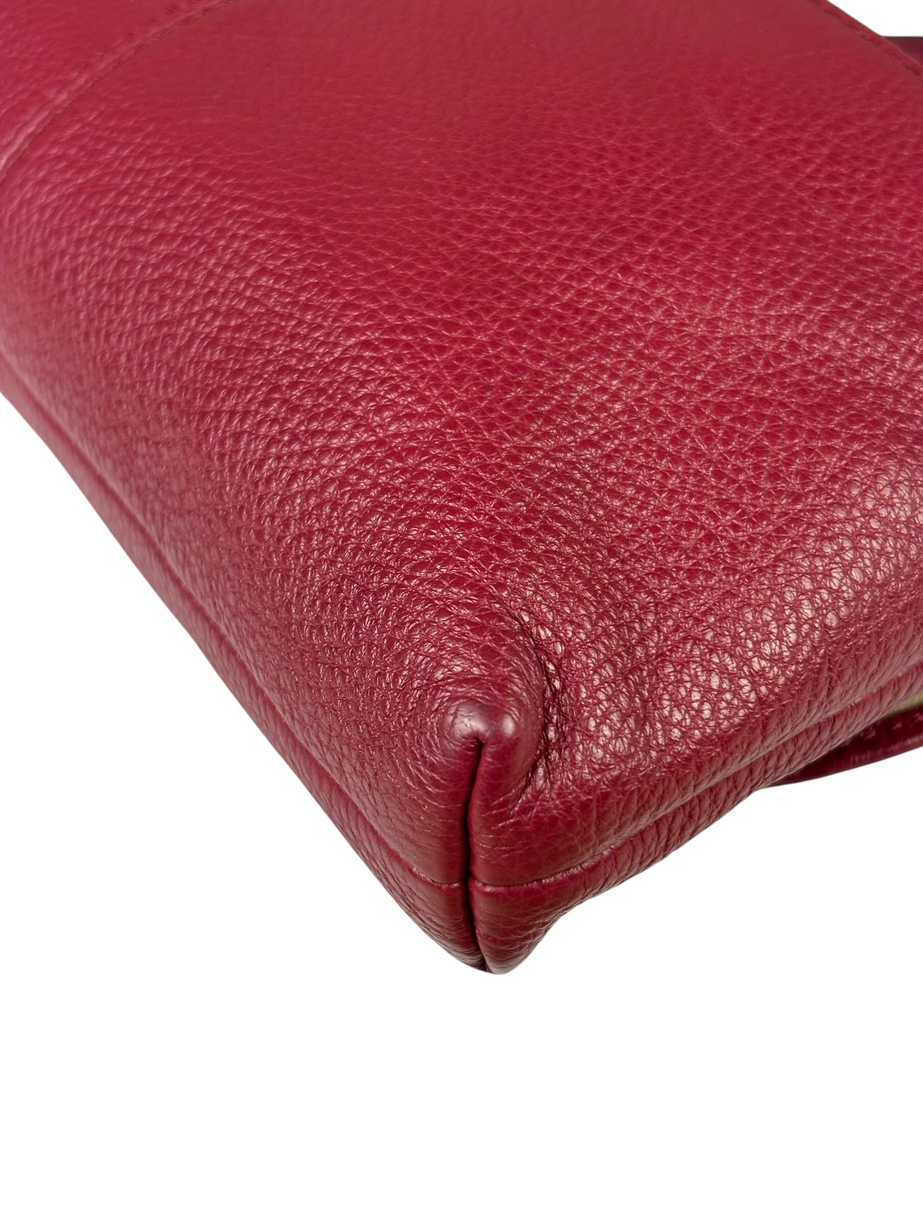 Coach Burgundy Pebbled Leather Flap Pochette
