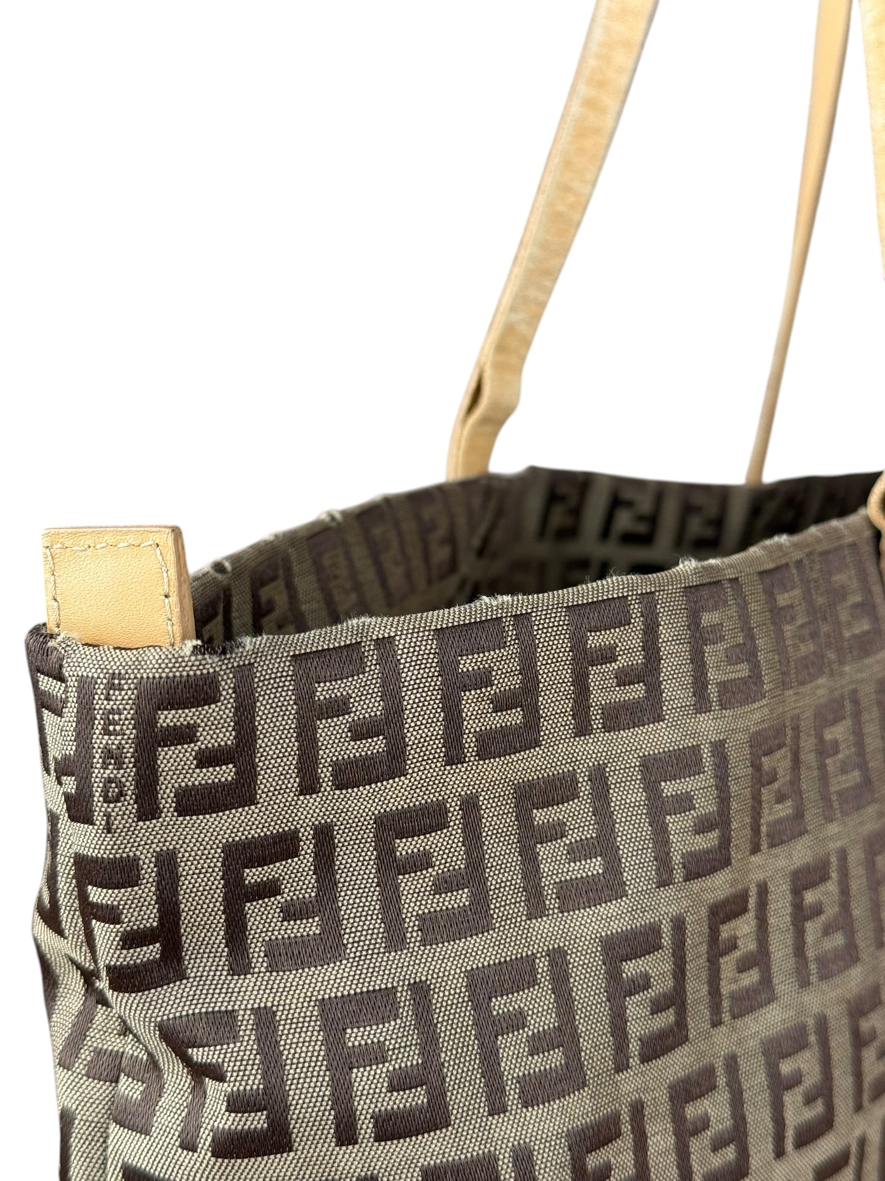 Fendi Vintage FF Canvas Print Zip Shoulder Tote