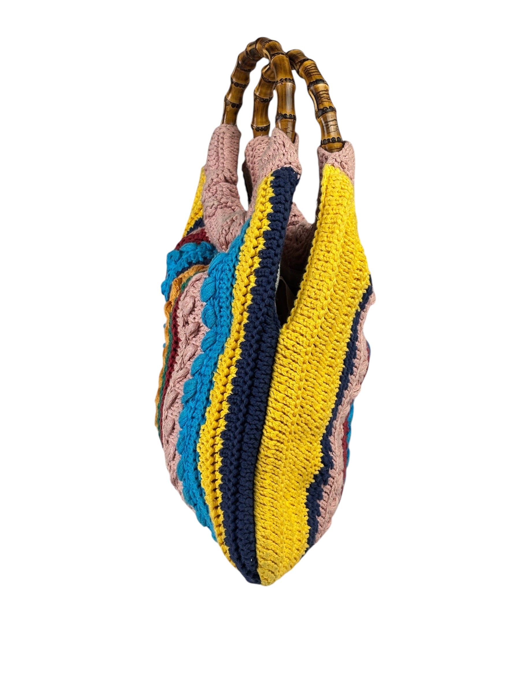 Gucci Horsebit Striped Crochet Tote Bag