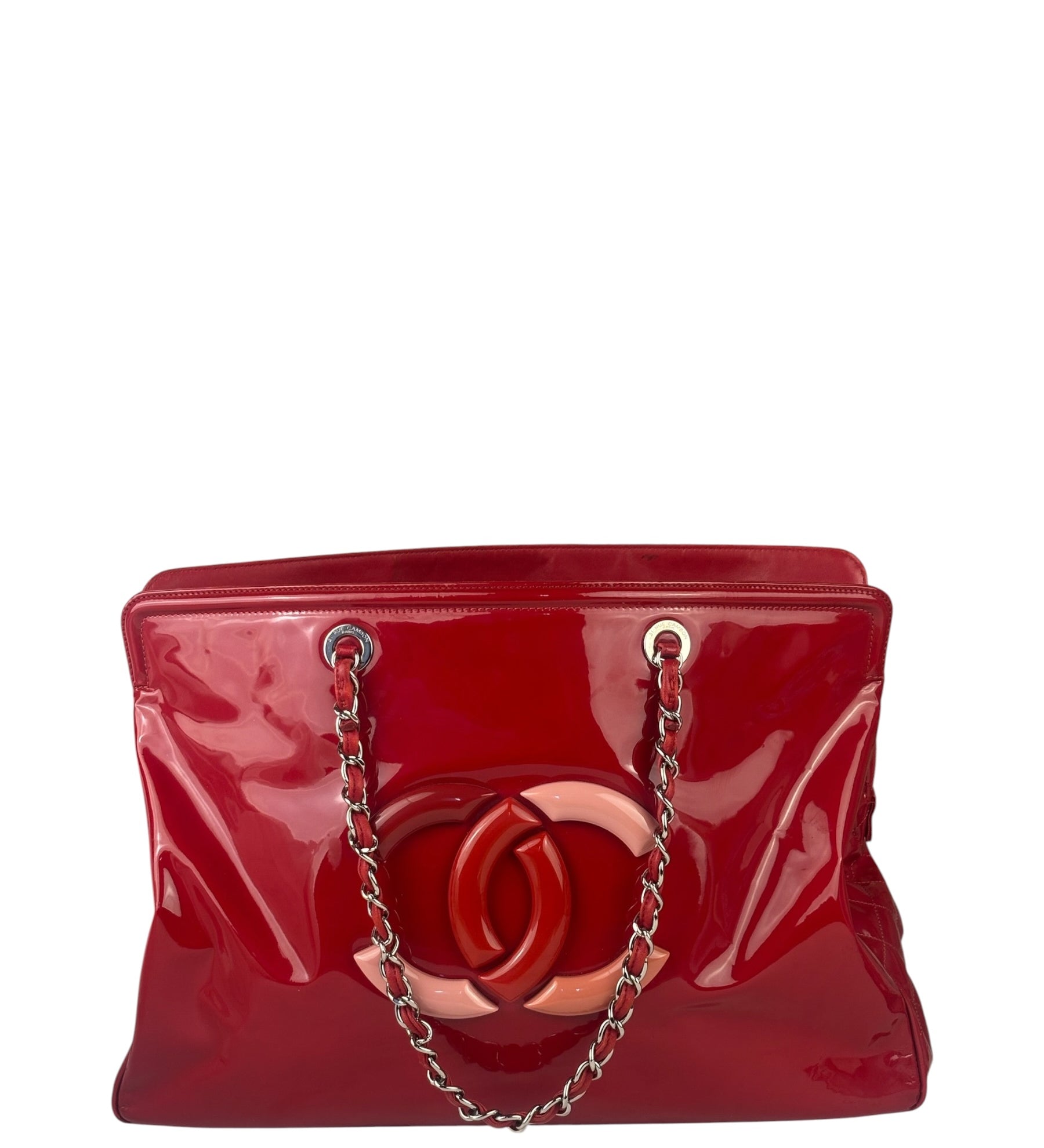 Chanel Lipstick Red Patent Leather Paris-Venice CC Jumbo Tote 2010