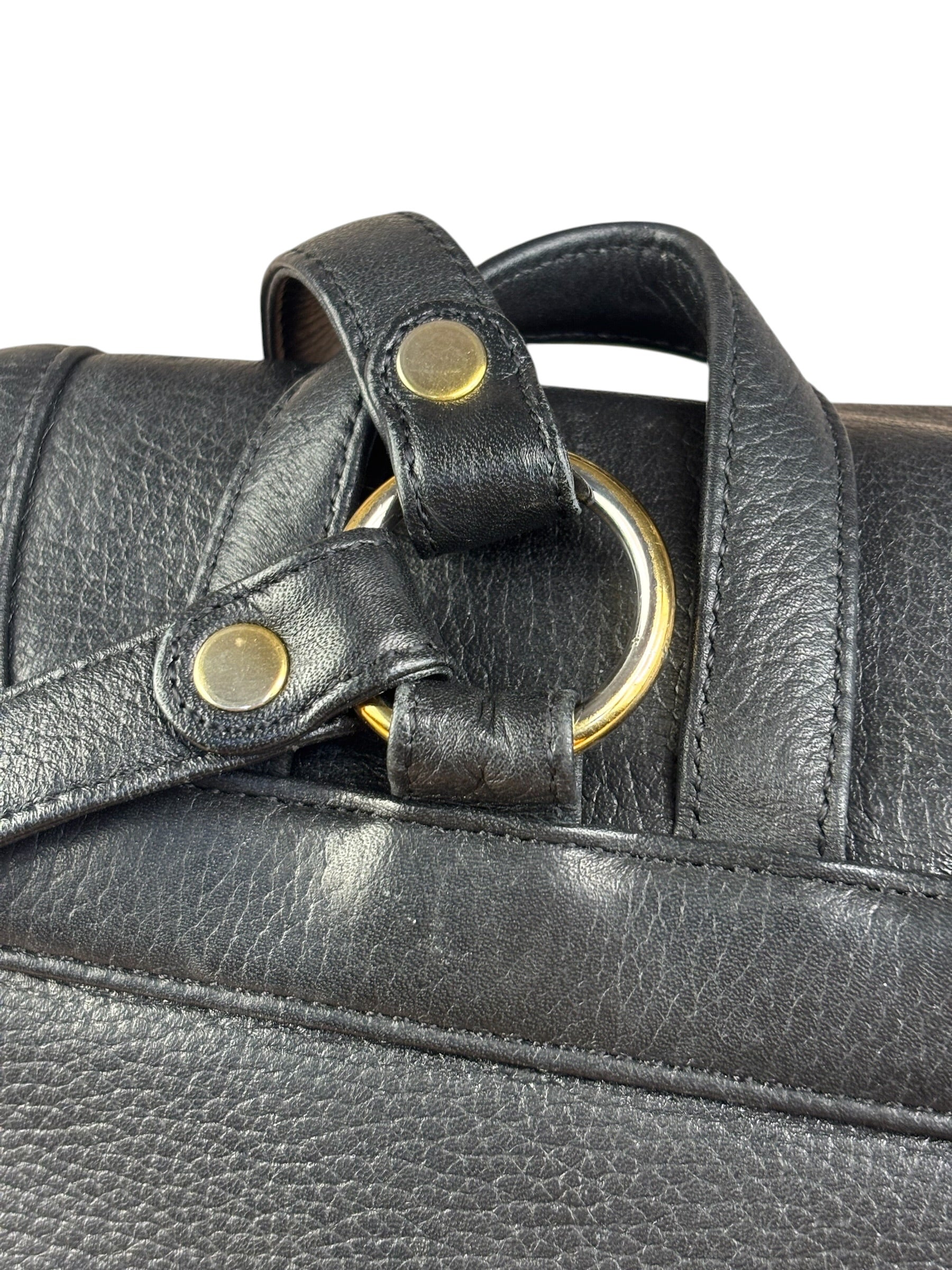 MCM Vintage Black Leather Studded Drawing Backpack