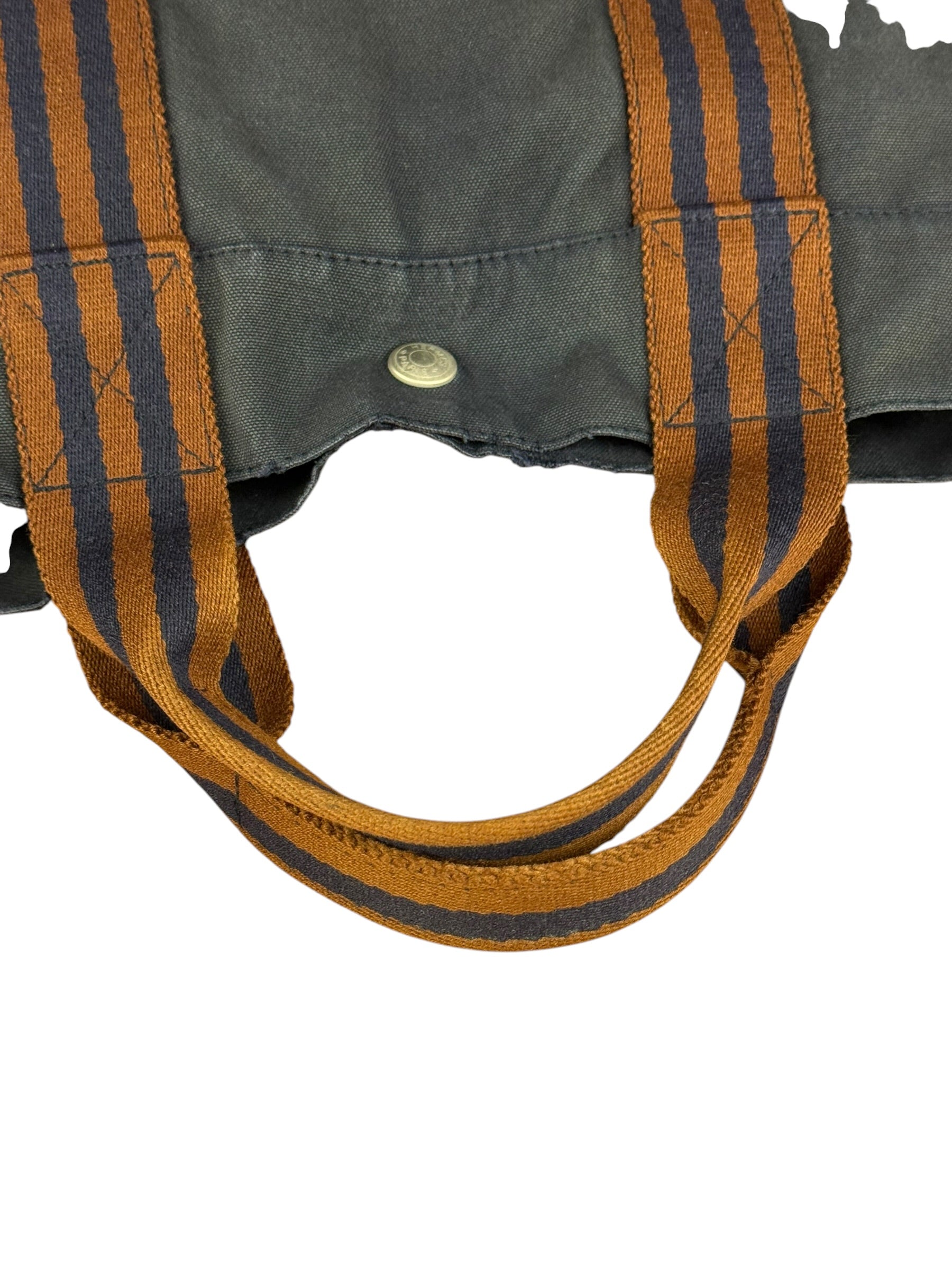 Hermes Vintage Blue/Brown Fourre-Tout Canvas Tote Bag MM