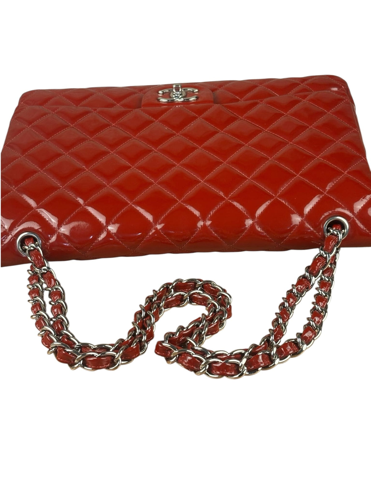 Chanel Red Patent Leather Jumbo Double Flap 2013