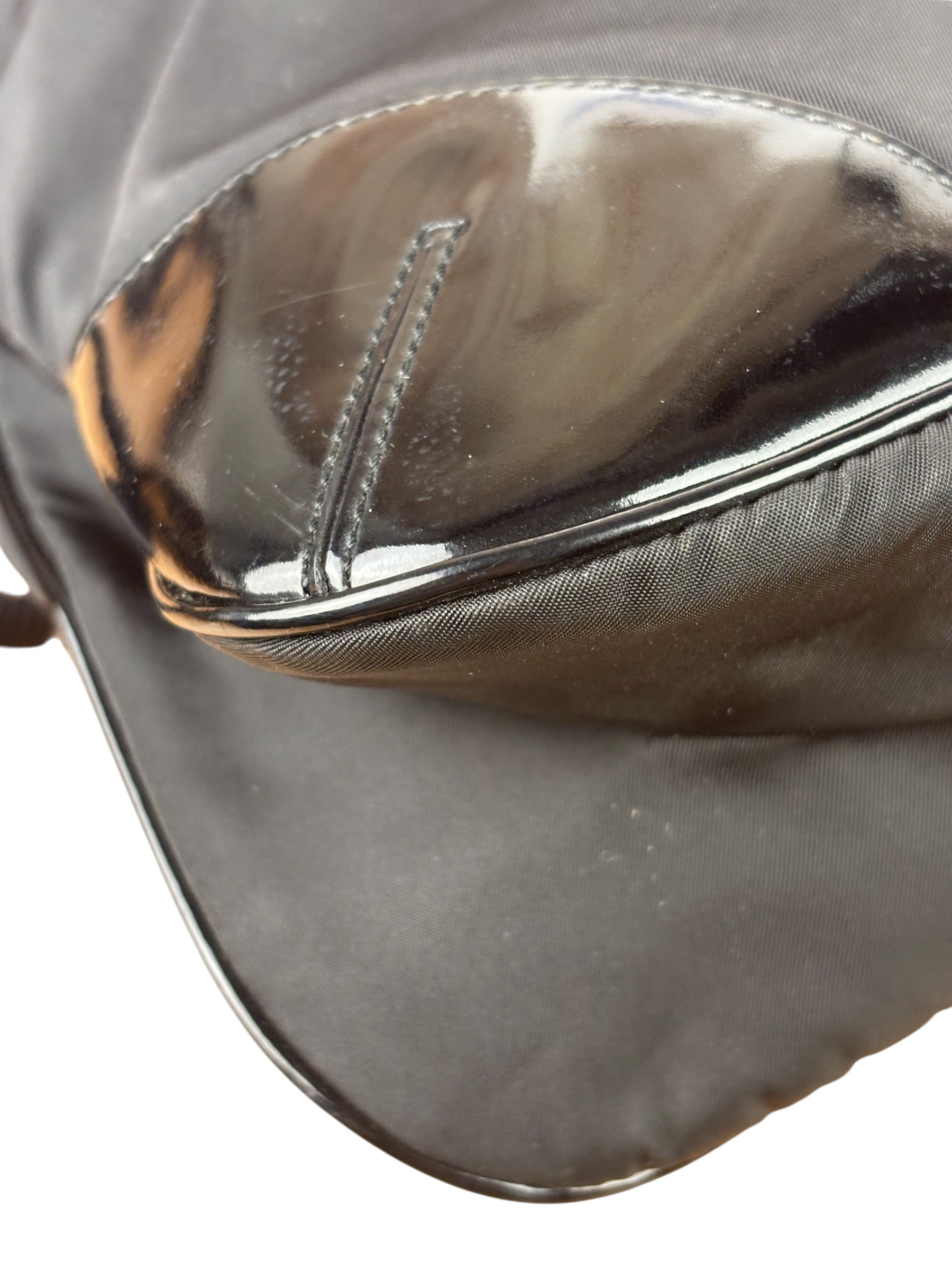 Prada Patent-Trimmed Nylon Crossbody Bag