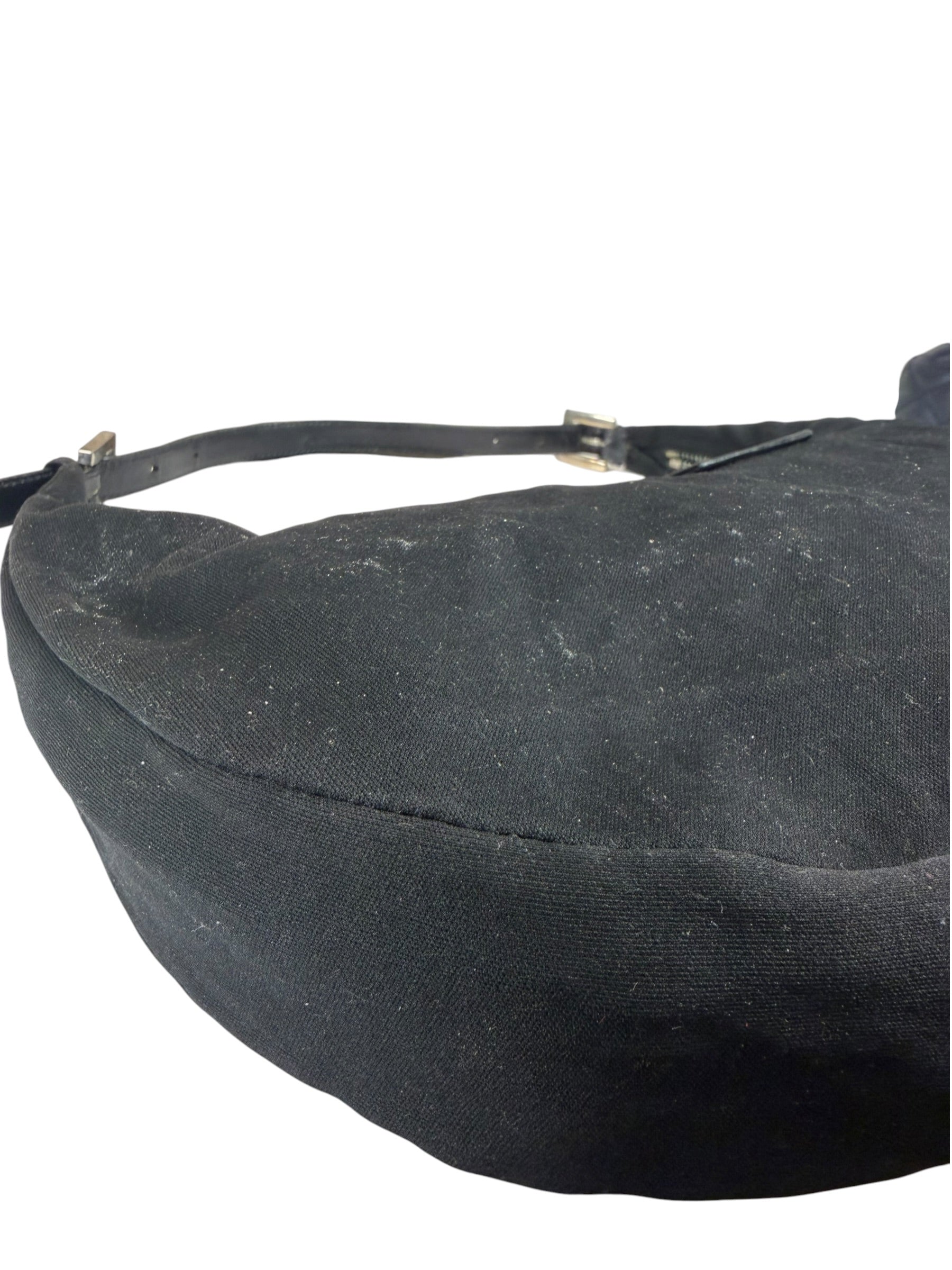 Fendi Black Leather Trim Mamma Baguette