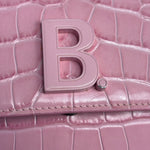 Balenciaga Pink Croc-Embossed Leather Chain B Wallet