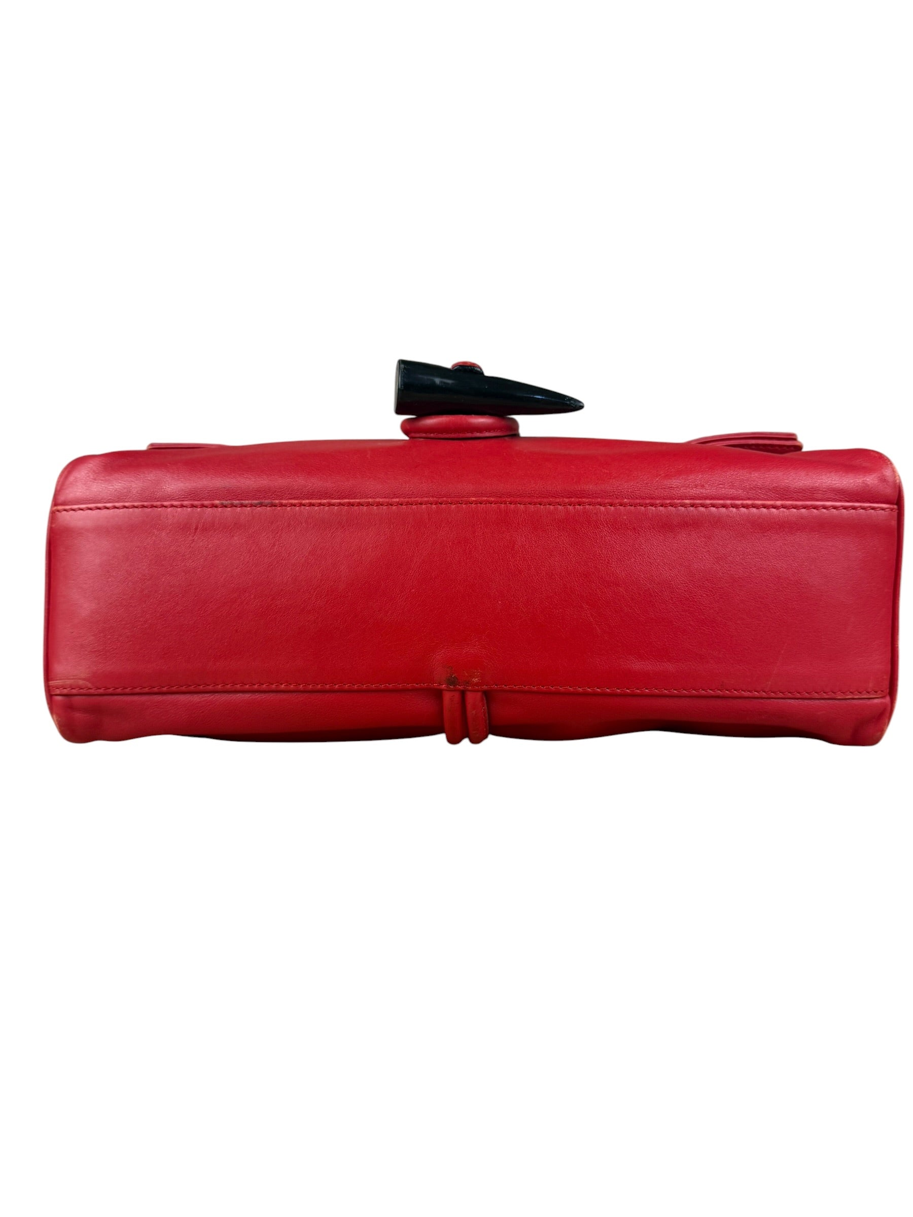 Burberry Red Leather Haymarket Check Shoulder Bag