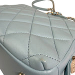 Chanel Light Blue Quilted Lambskin Top Handle Vanity Case 2019