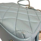Chanel Light Blue Quilted Lambskin Top Handle Vanity Case 2019