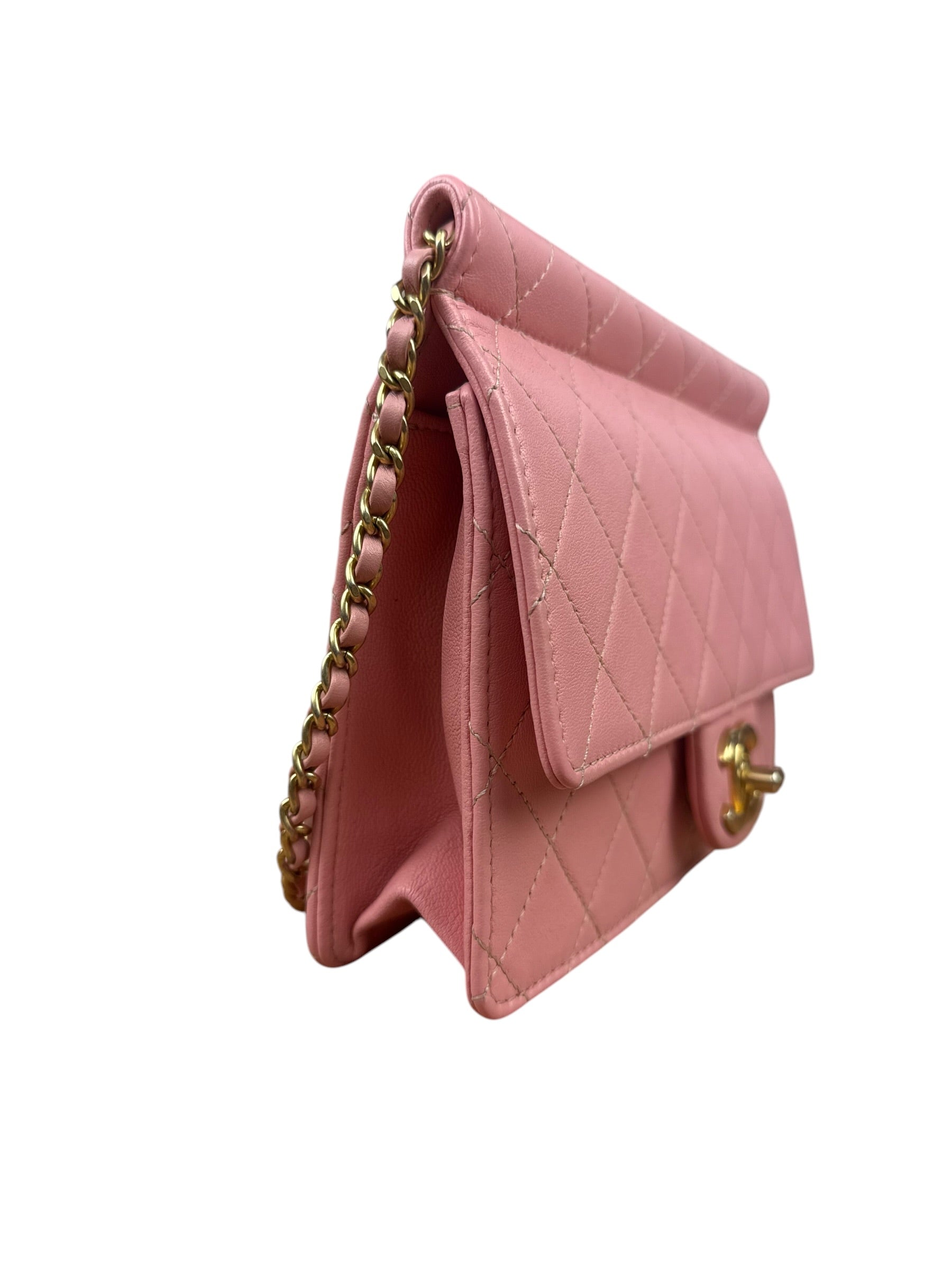 Chanel Pink Quilted Leather Pearl Chain Flap Bag 2019