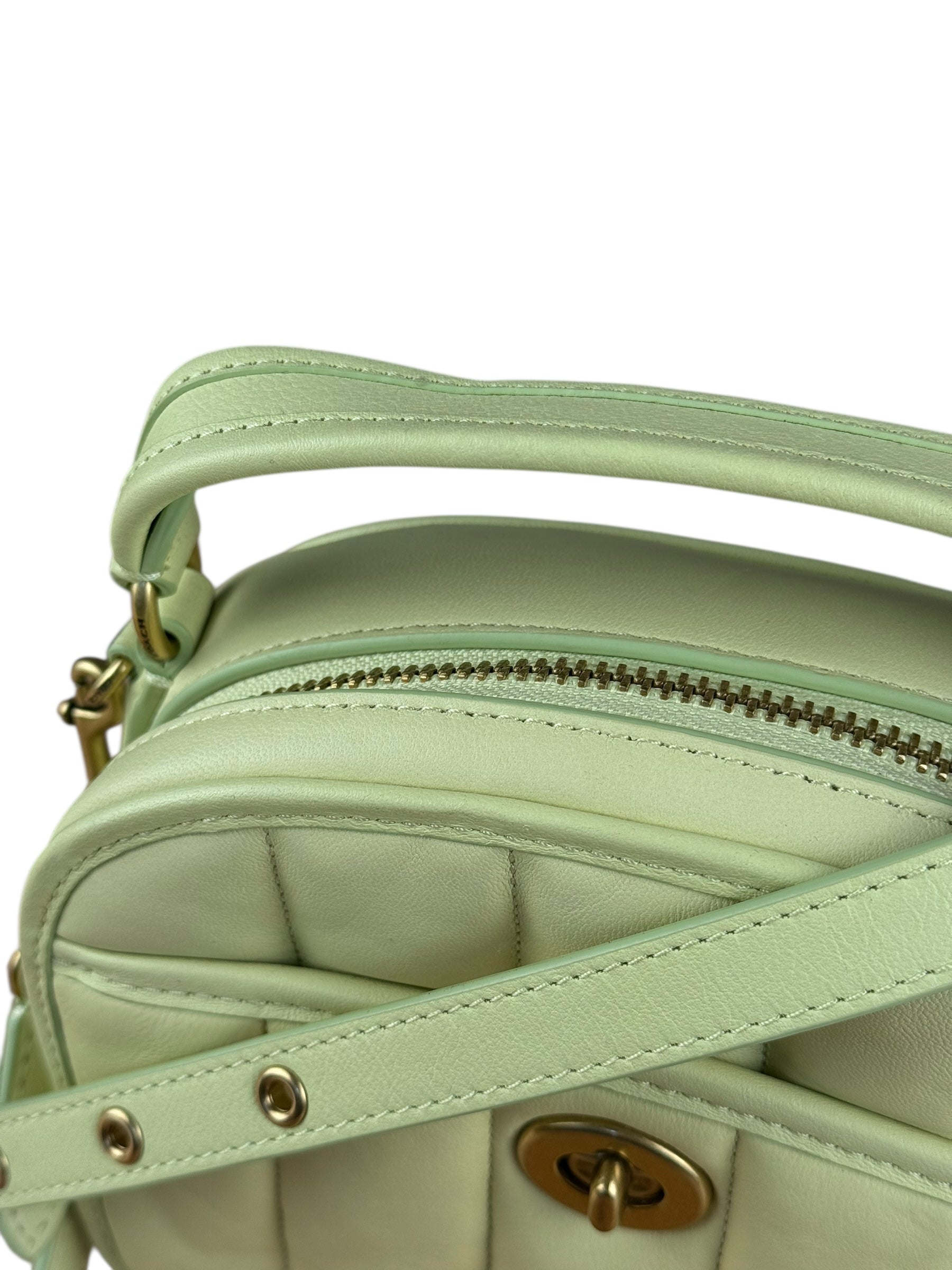 Coach Lime Nappa Leather Top Handle Bag