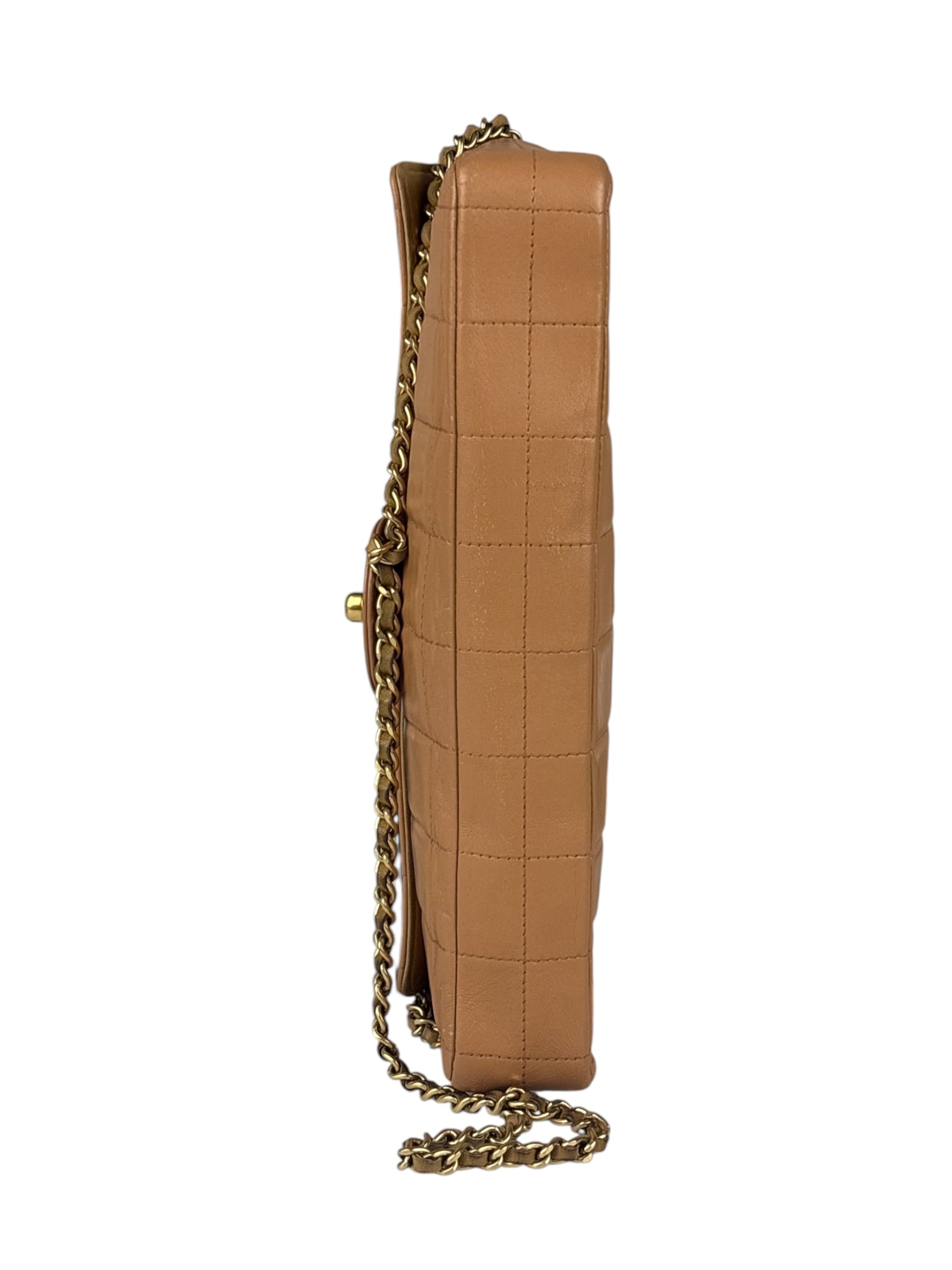 Chanel Vintage Beige Leather  Chocolate Bar East- 1987