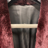 Fellini Burgundy Synthetic Faux Fur Coat