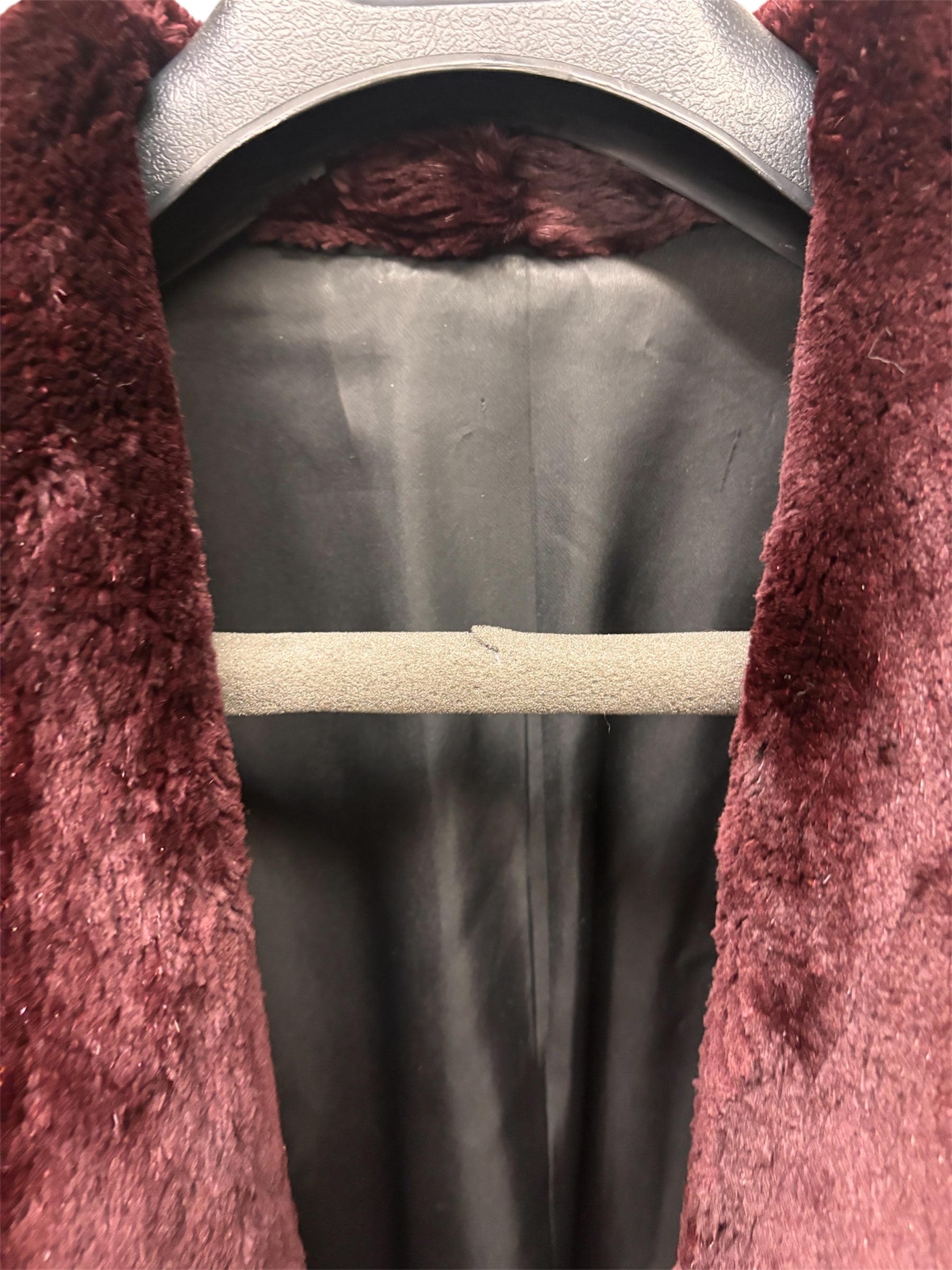 Fellini Burgundy Synthetic Faux Fur Coat