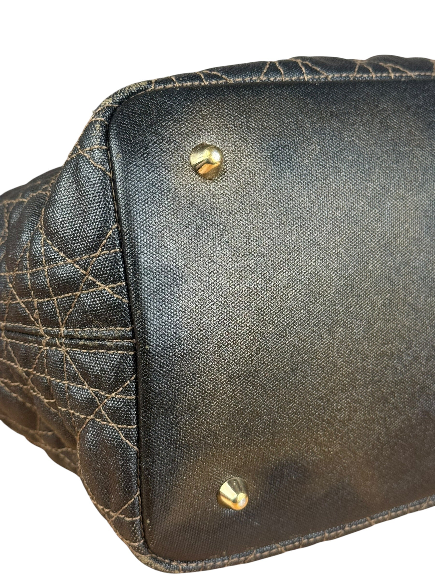 Christian Dior Cannage Quilted Panarea Tote Bag Black