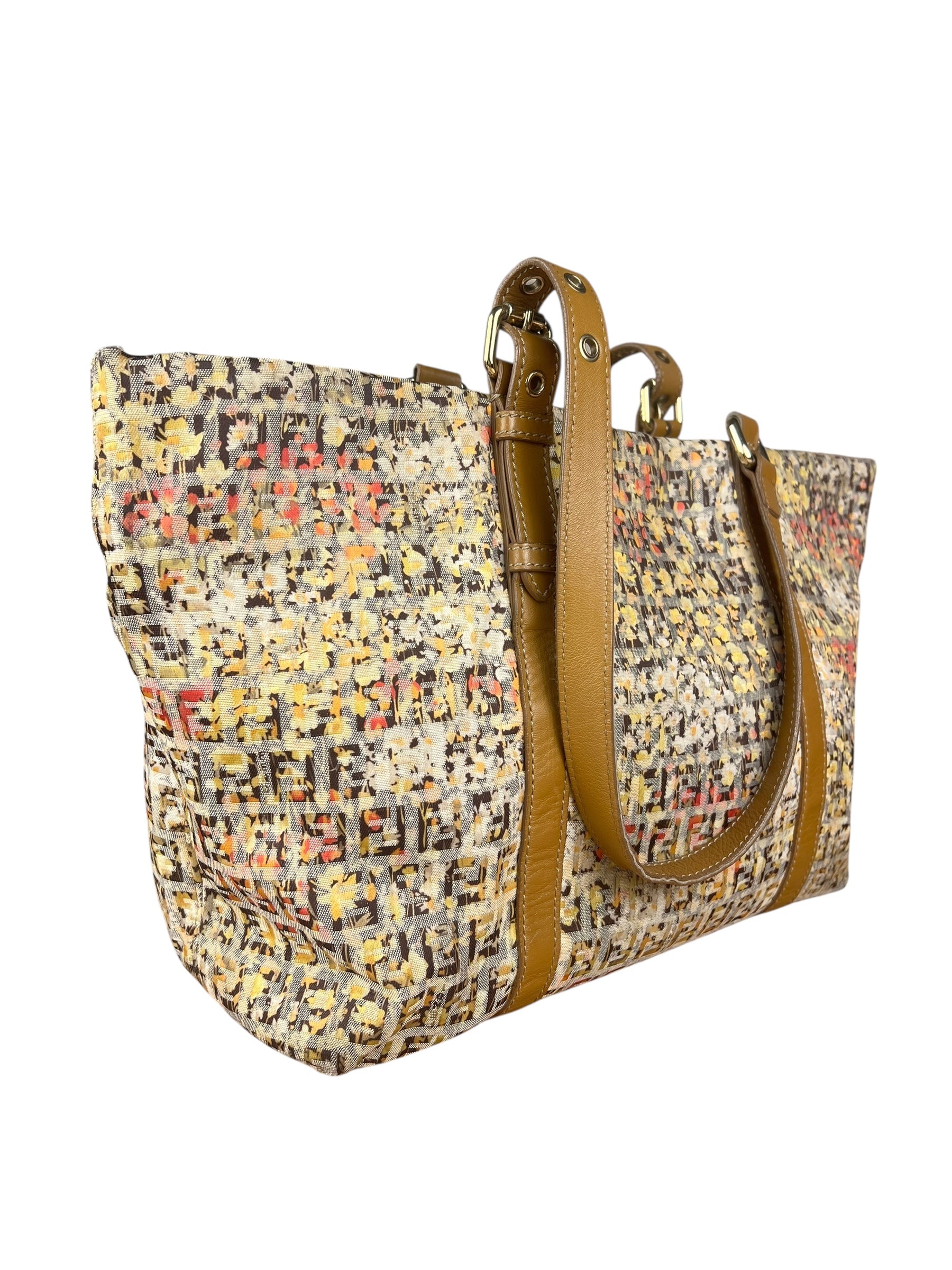 Fendi FF Floral Zucchino Shoulder Tote