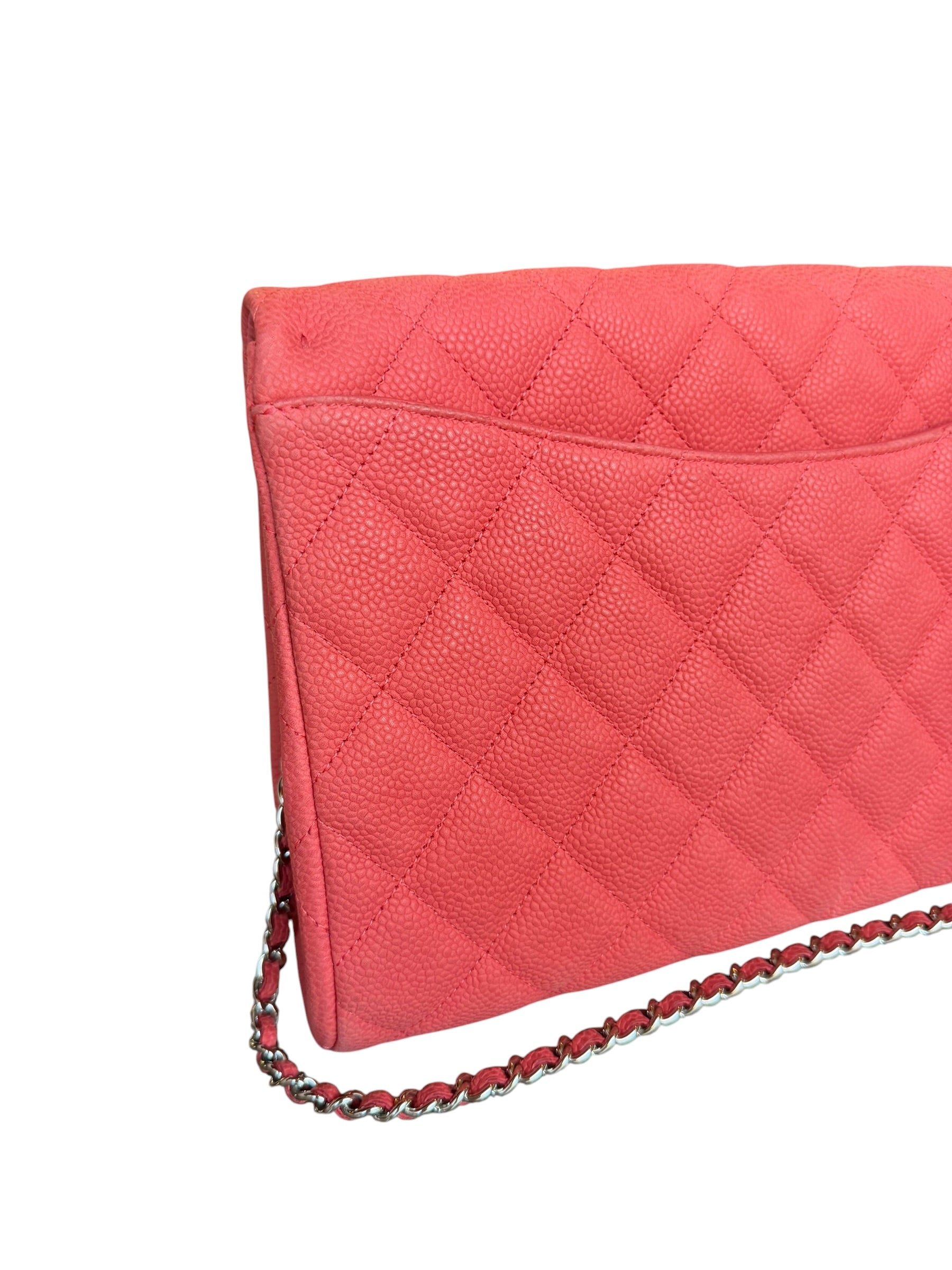 Chanel Coral Pink Matte Quilted Caviar Flap Shoulder Bag 2012