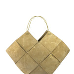 Bottega Veneta Beige Suede/Leather Trim Intrecciato Flower Basket Tote