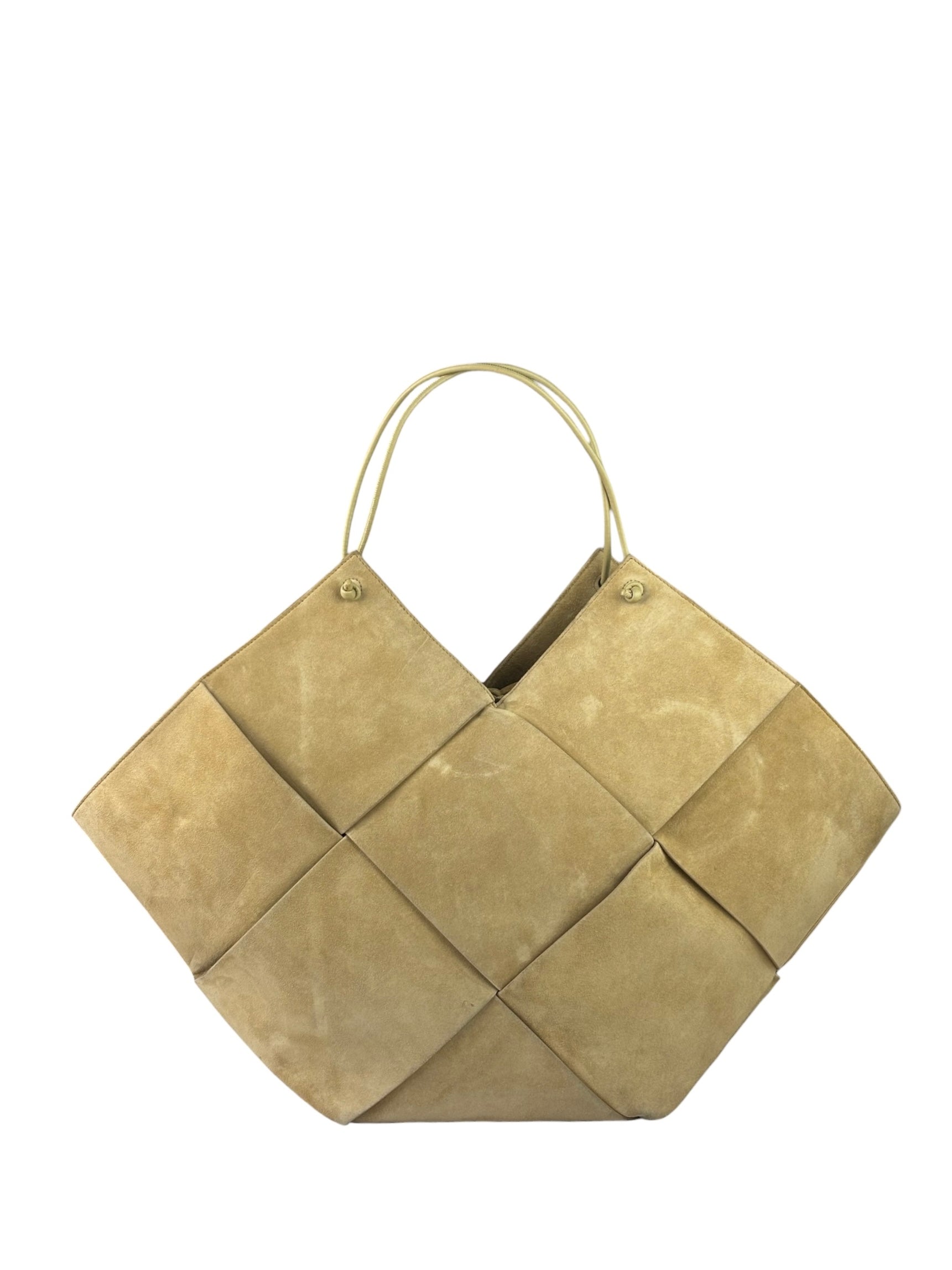 Bottega Veneta Beige Suede/Leather Trim Intrecciato Flower Basket Tote
