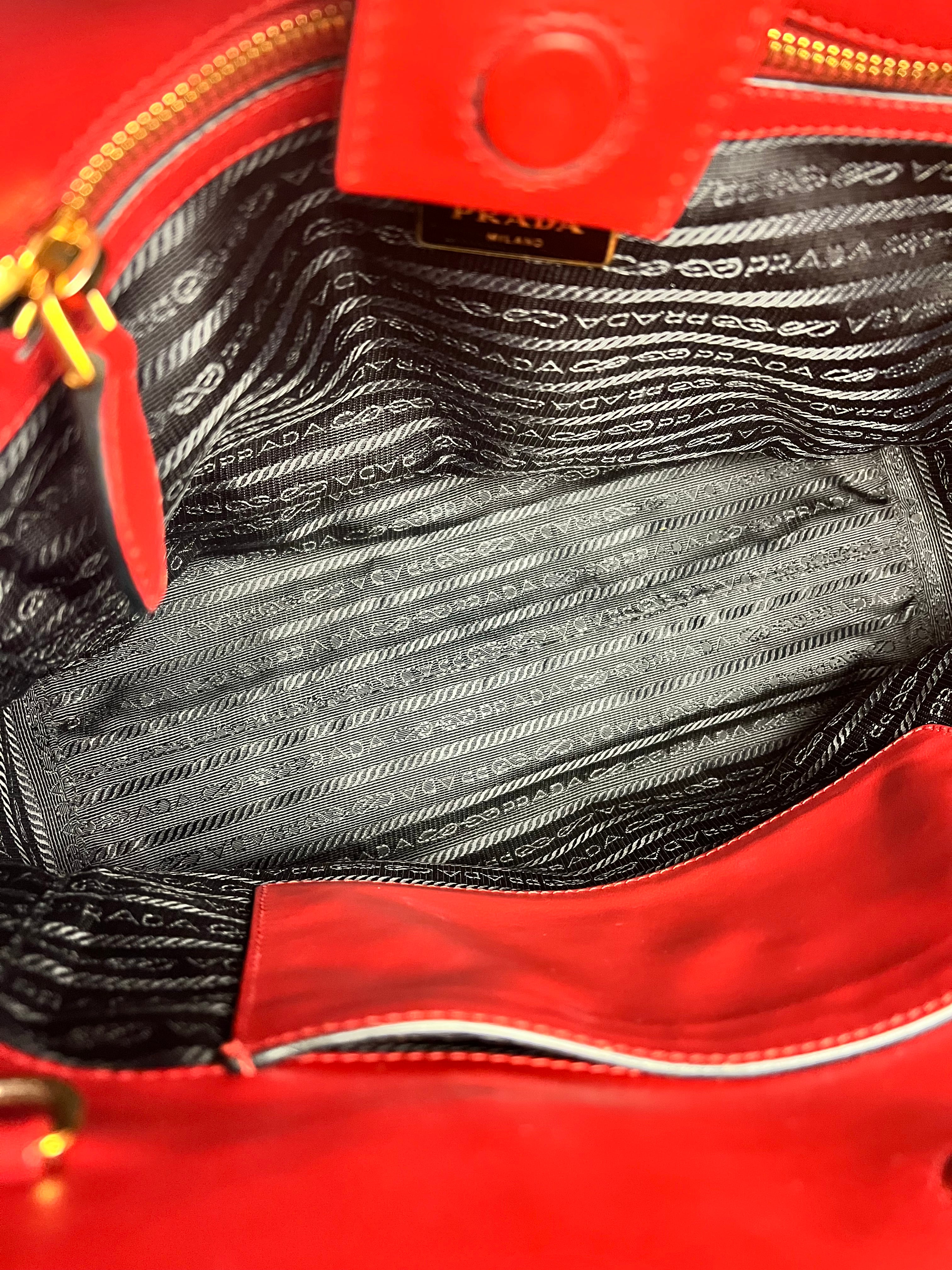Prada Red Saffiano Leather 2Way Tote