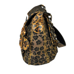 Fendi Brown Leather Trim Leopard Print Buckle Bag