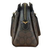 Coach Brown/Black Canvas Mini Darcie Carryall Two-Way Bag