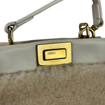 Fendi Cream Fur Lambskin Trim Micro Peekaboo Two-Way Bag