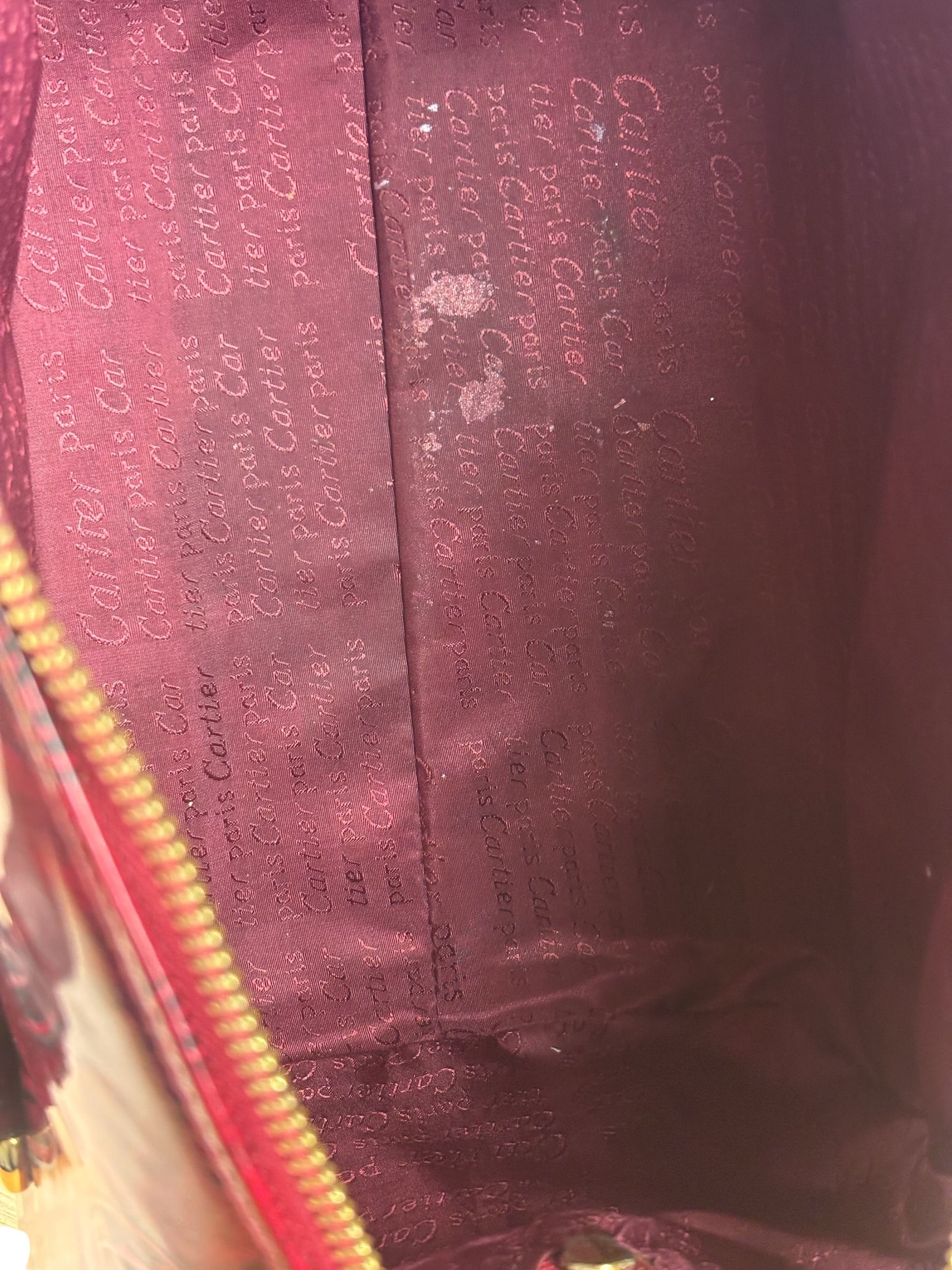 Cartier Red Patent Leather Logo Embossed Handbag