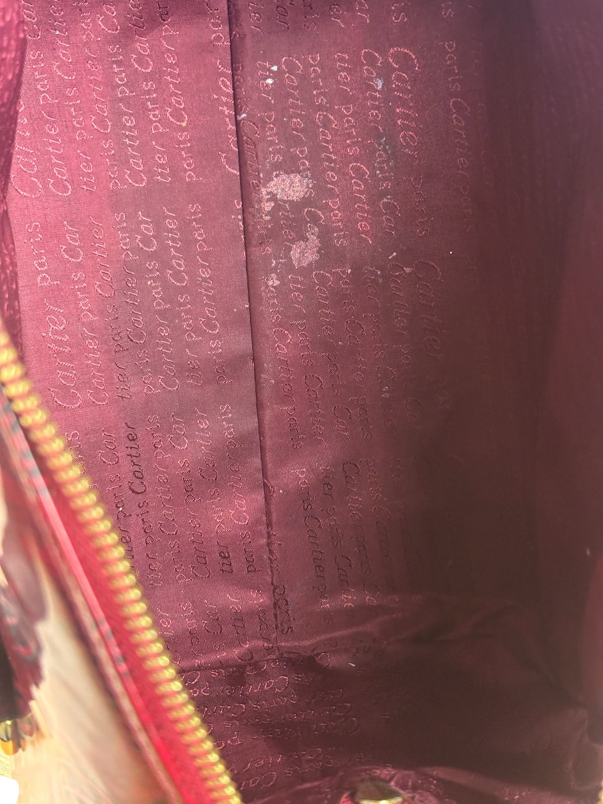 Cartier Red Patent Leather Logo Embossed Handbag