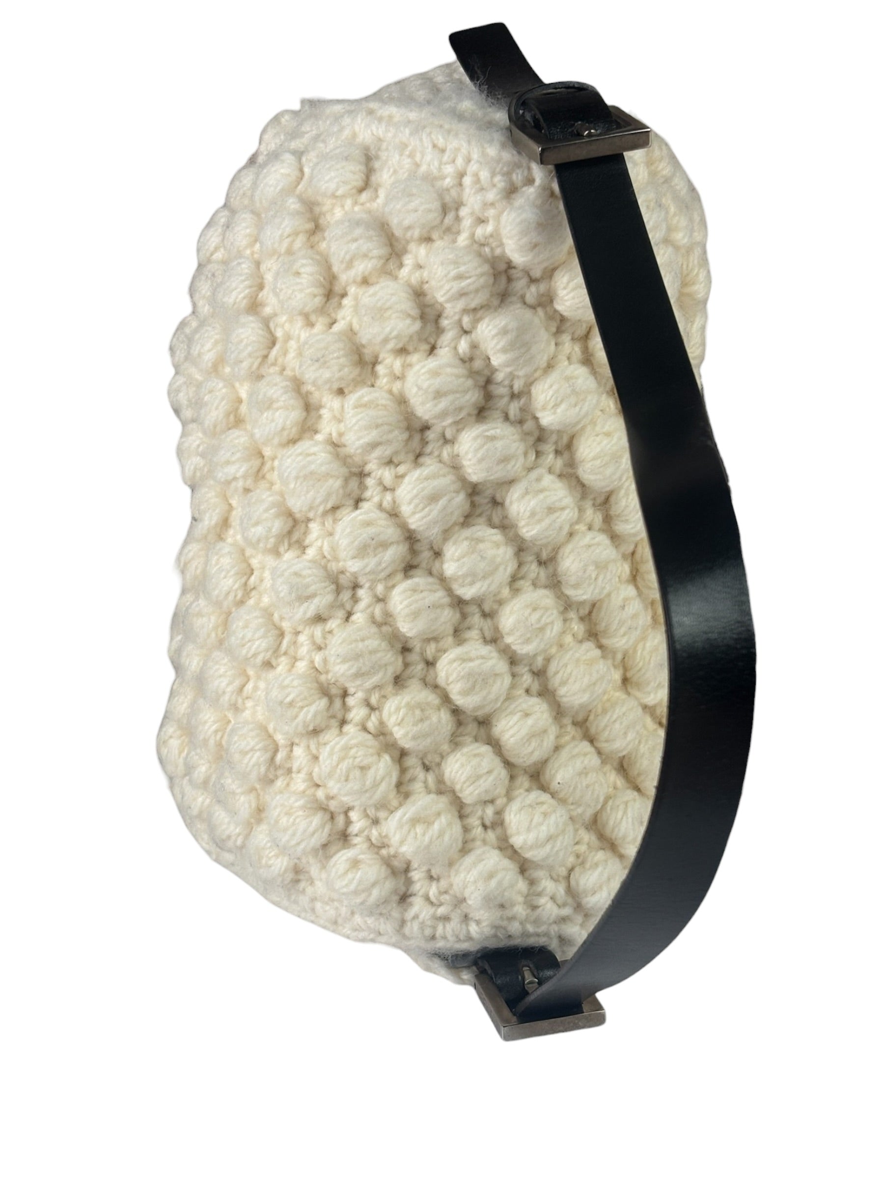 Fendi Vintage Leather Trim Knitted Wool Mamma Baguette