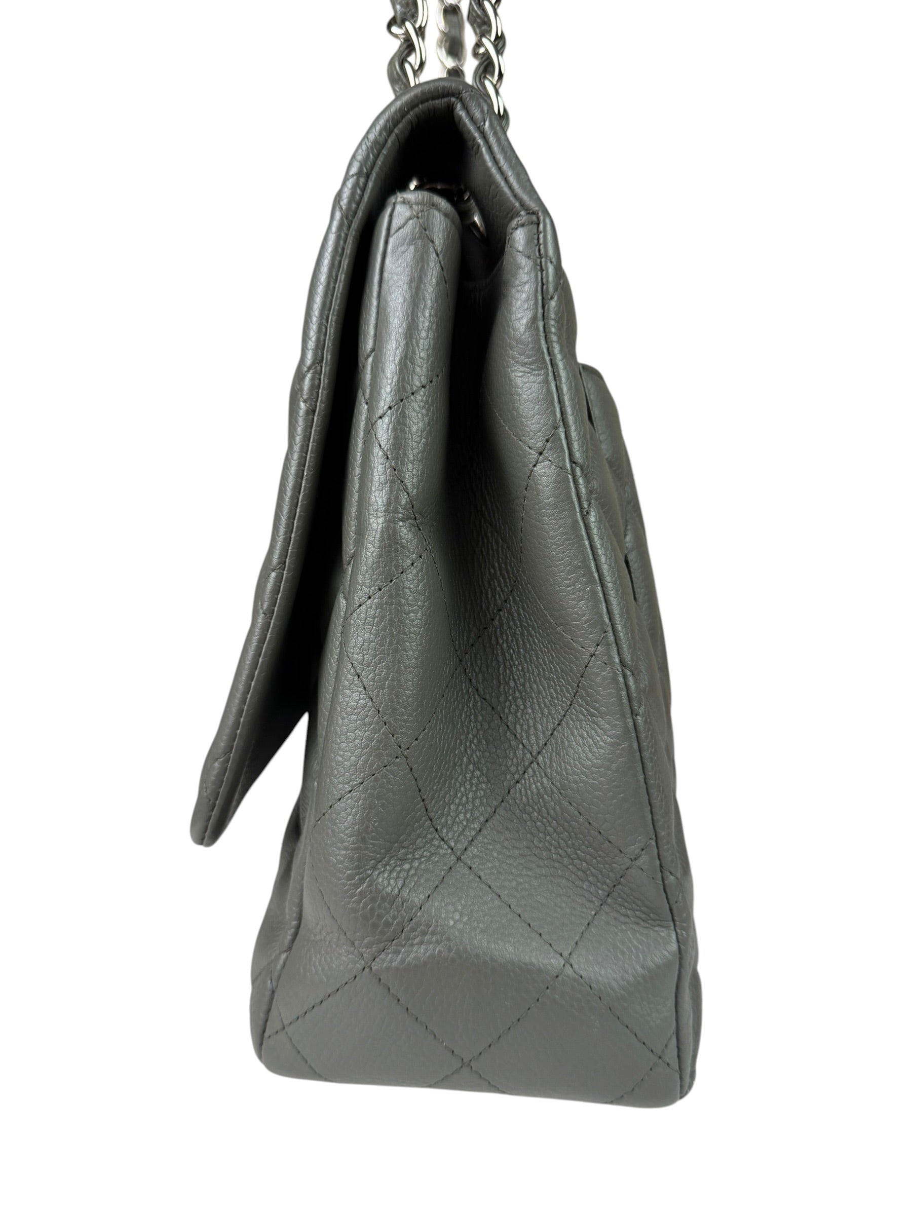 Chanel Grey Hue Caviar Quilted Jumbo Flap Bag 2010