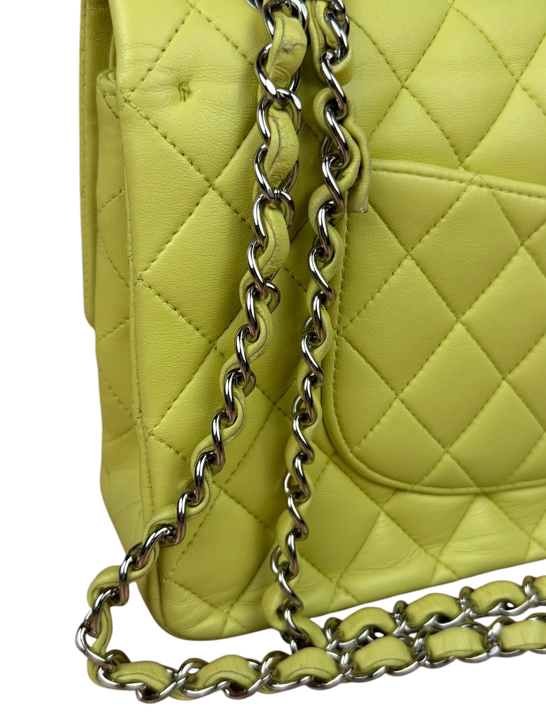 Chanel Yellow Neon Quilted Leather Classic Double Flap Bag 2010