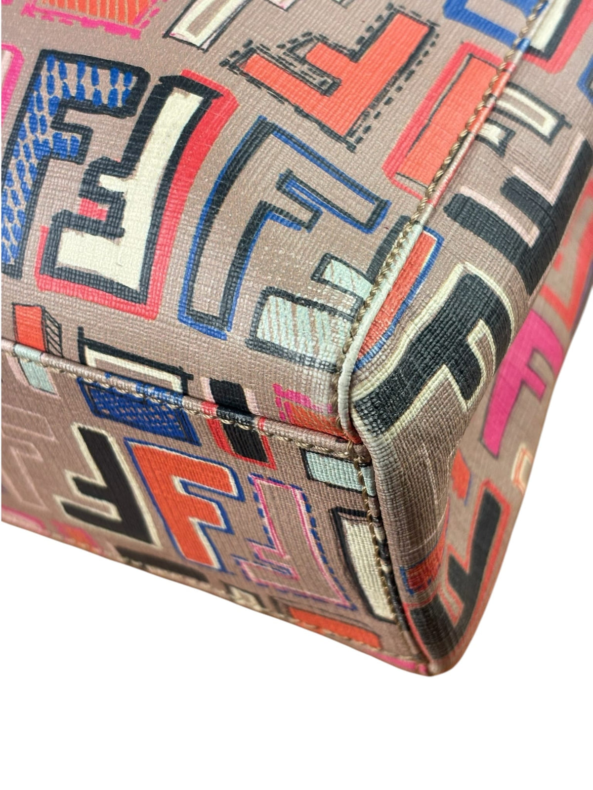 Fendi Colorblock Leather Zucca Roll Tote