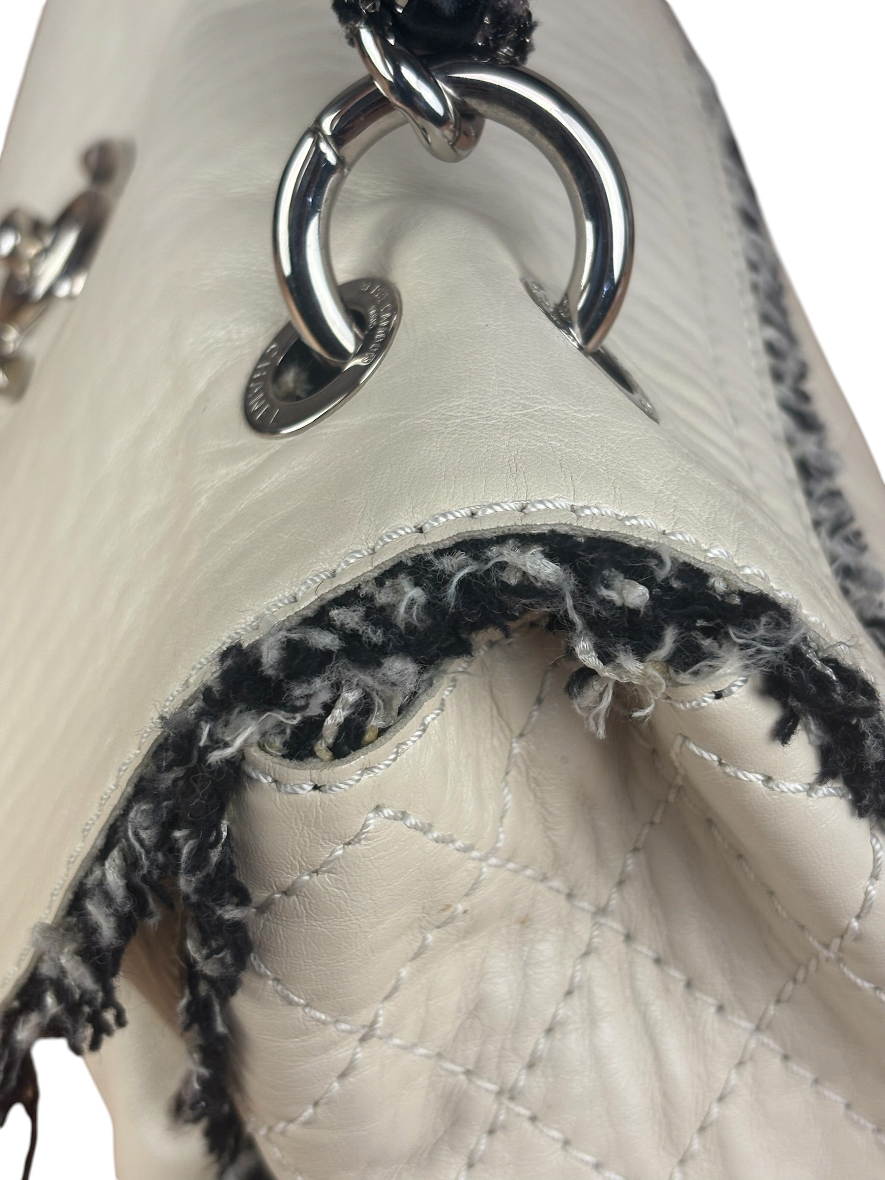 Chanel White Leather Mini Flap Shoulder Bag 1992