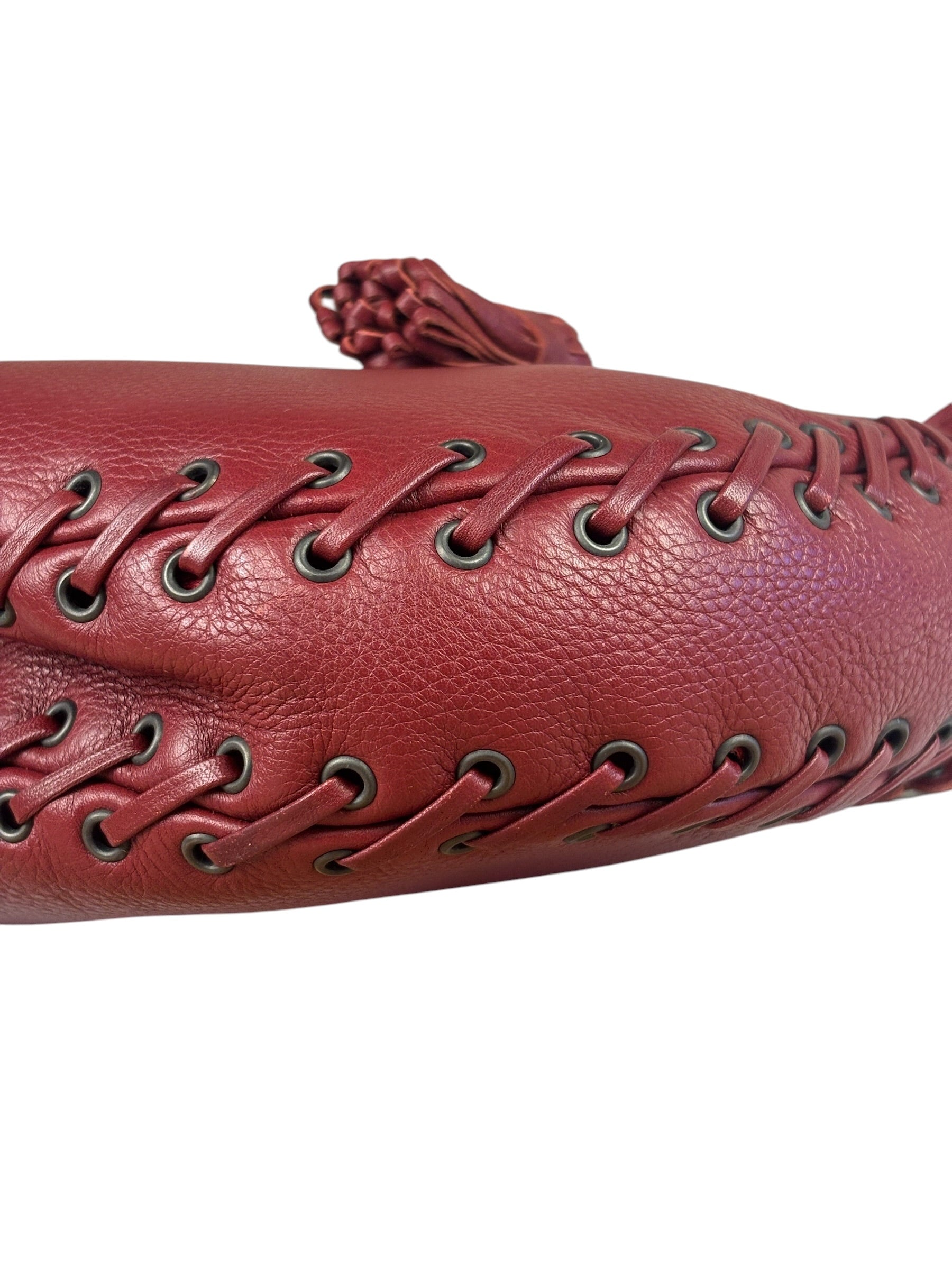 Christian Dior Red Leather Ethnic Hobo Bag