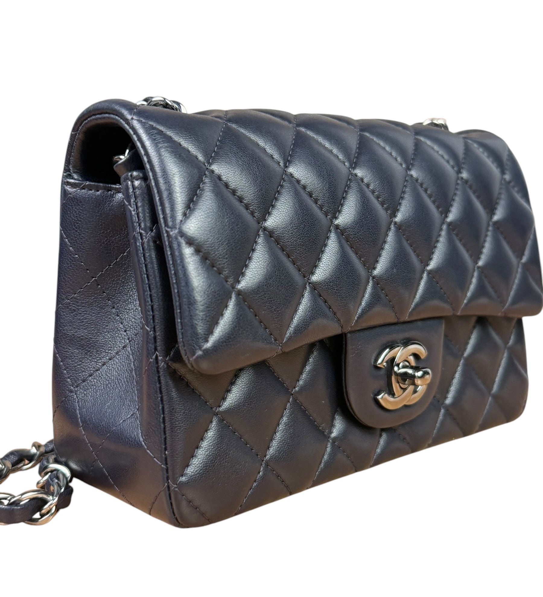 Chanel Iridescent Blue Quilted Leather Mini Flap Bag 2017