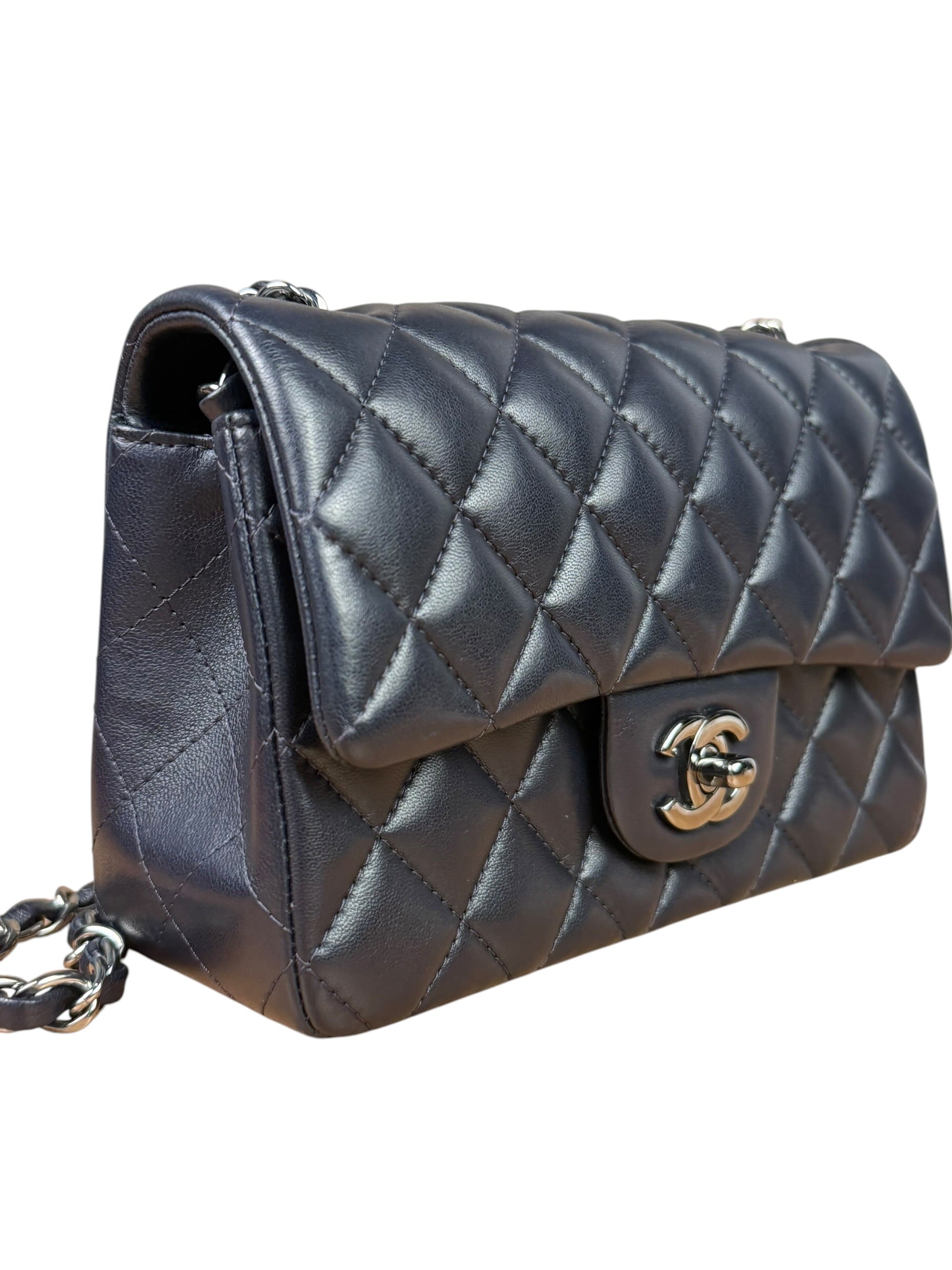 Chanel Iridescent Blue Quilted Leather Mini Flap Bag 2017
