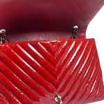 Chanel Red Patent Leather Chevron Jumbo Flap Bag 2009