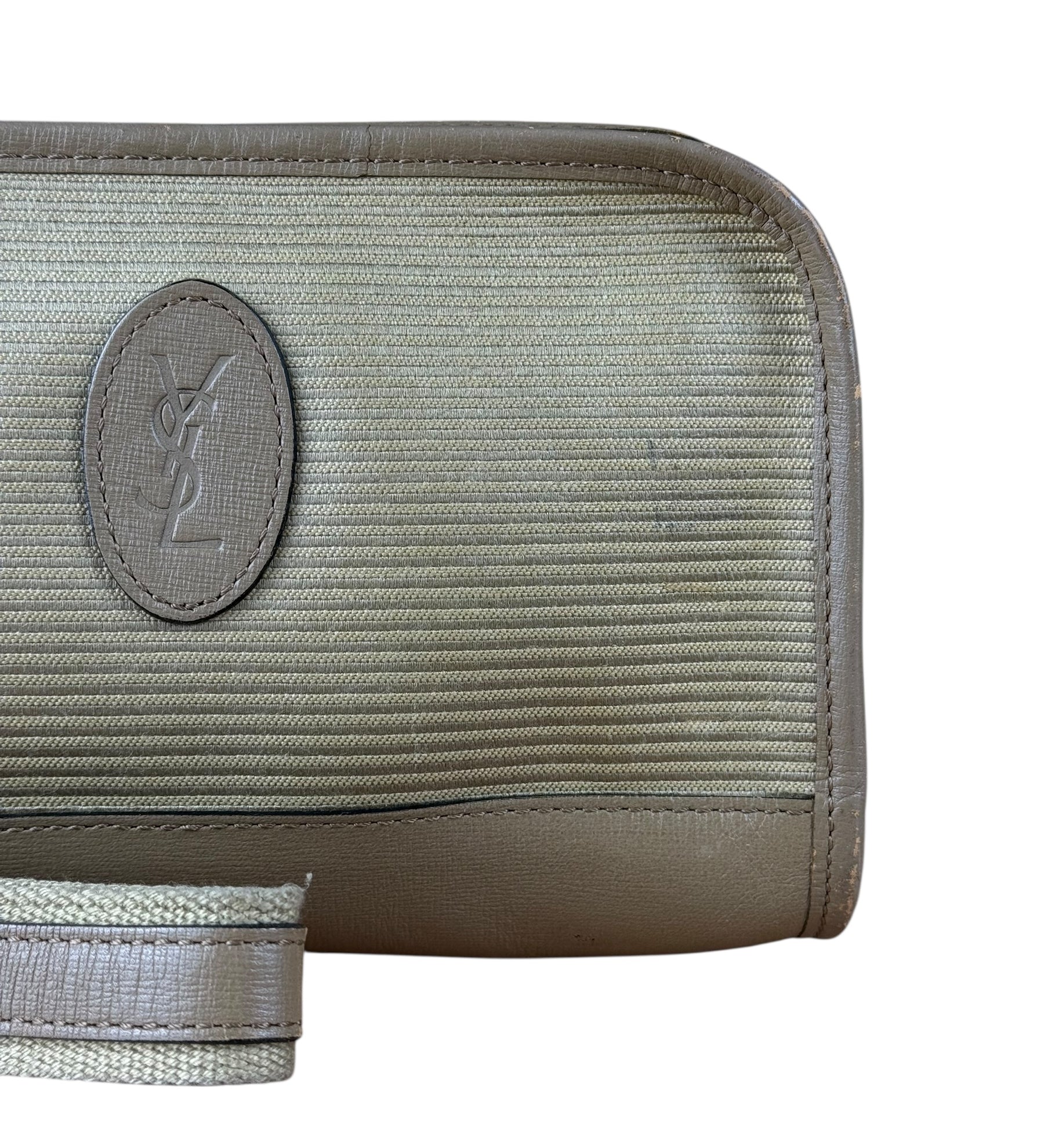 YSL Vintage Grey Leather Travel Pouch