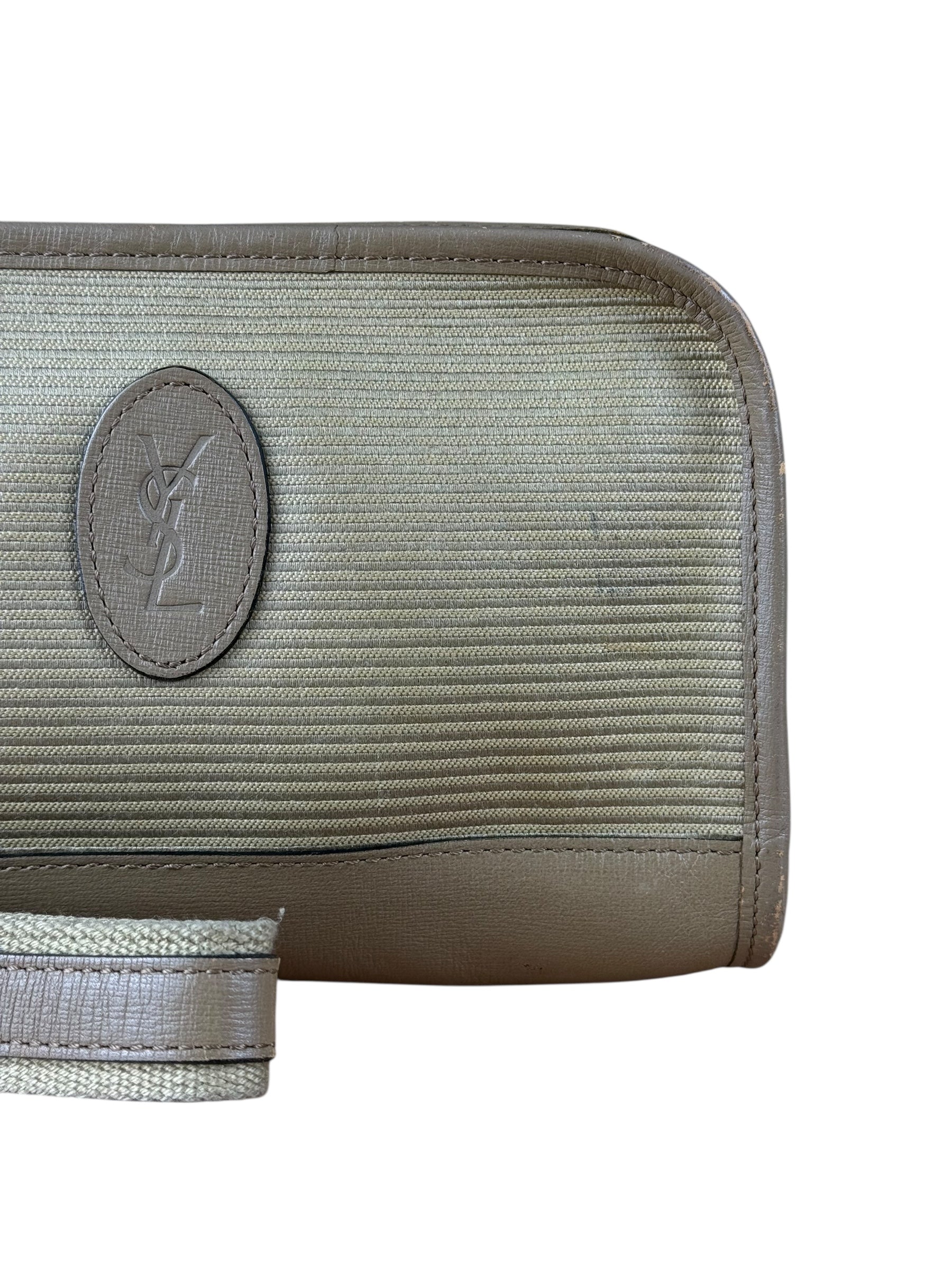 YSL Vintage Grey Leather Travel Pouch