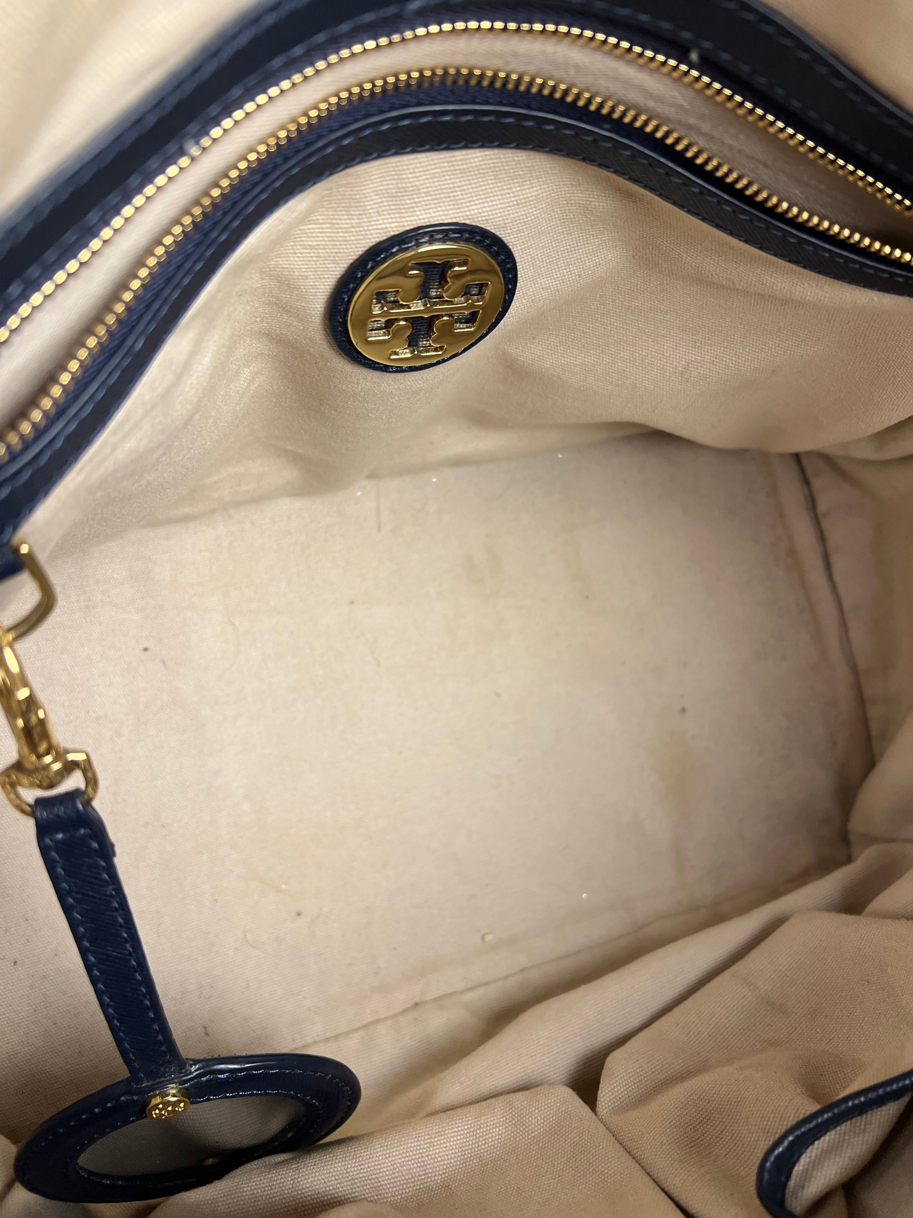 Tory Burch Saffiano Leather Navy Boston Bag