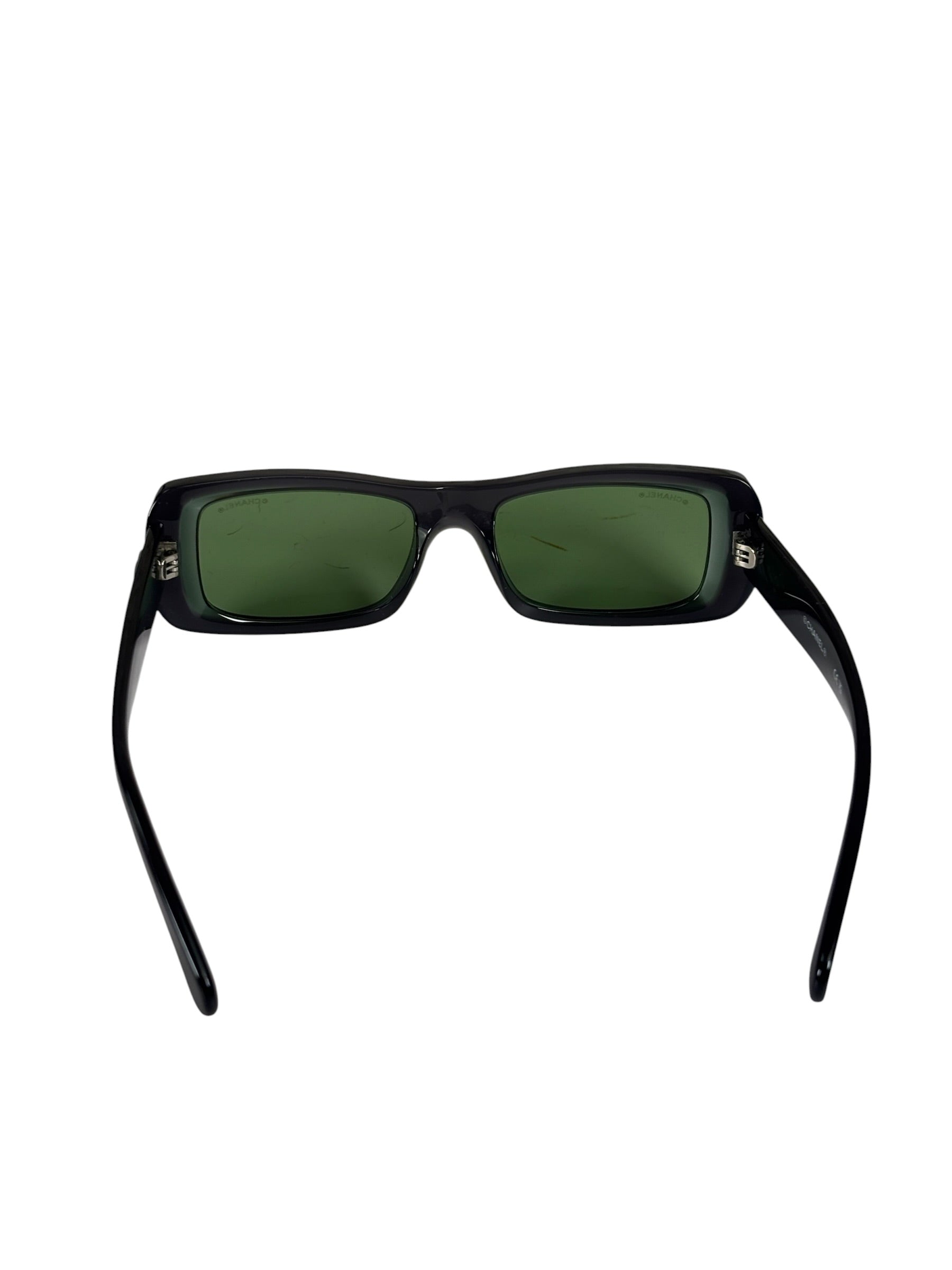 Chanel Grey/Green Rectangular 71687A Sunglasses