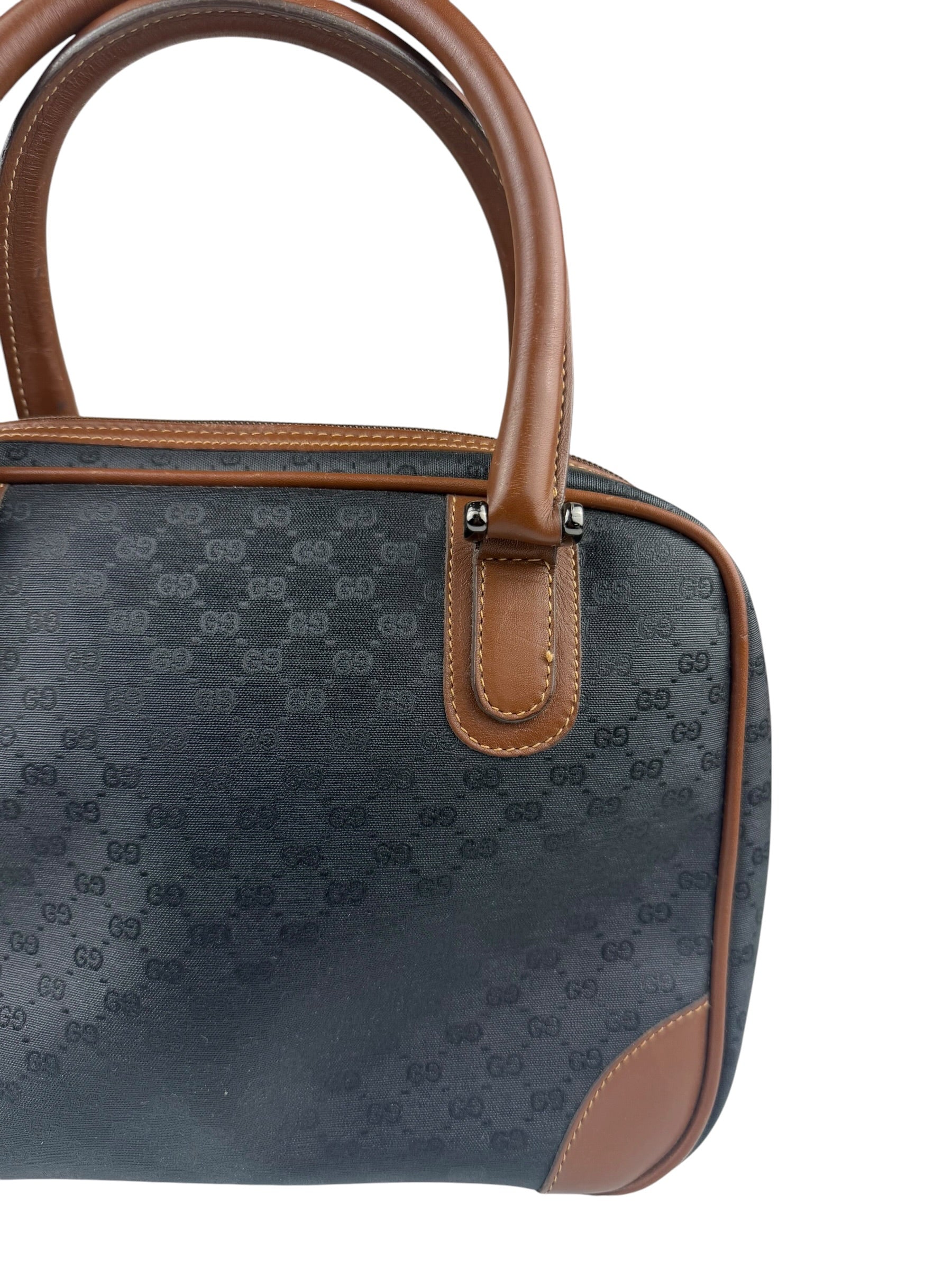 Gucci Vintage Micro GG Black/Brown Supreme Satchel Hand Bag